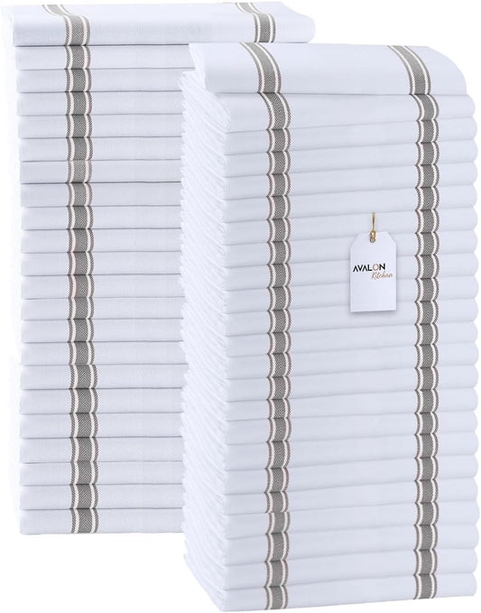 Dish Towels Set (Value Pack of 45) Size 15x25 Inch, 100% Cotton Soft & Absorbent Linen Kitchen Towels, Tea Towels, Reusable Cleaning Cloths for Household Cleaning (Grey)