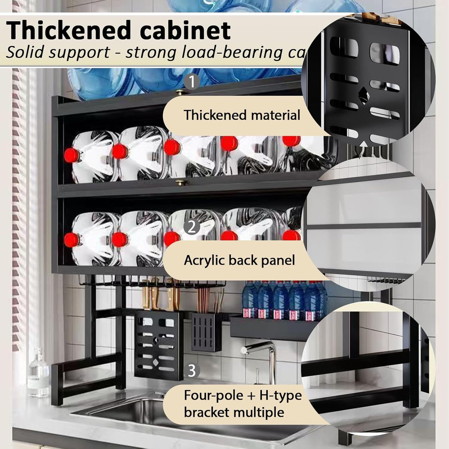 Dish Drying Rack 4 Tiers with Cover, Keep Kitchen Sink Shlef Organized Space-Saving, Large Drying Rack for Dishes, Glasses, Bowls, Cutlery white W-29.5in