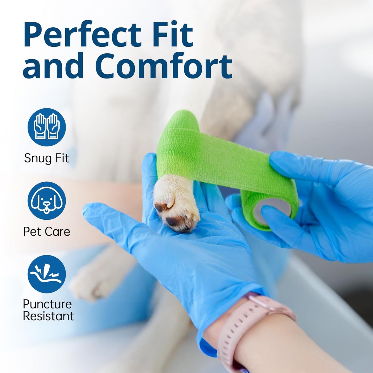 Disposable Nitrile Exam Gloves, Blue, Nitrile Gloves Disposable Latex Free, Medical Gloves, Cleaning Gloves, Food-Safe Rubber Gloves, Powder Free, Non-Sterile, 100-ct Box (Medium)