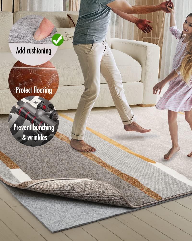 Double-Sided Non Slip Rug Pad Gripper - 2x4 Feet 1/4” Thick Dual Surface Felt Under Rug for Area Rugs and Hardwood Floors,Super Cushioned Non Skid Carpet Padding