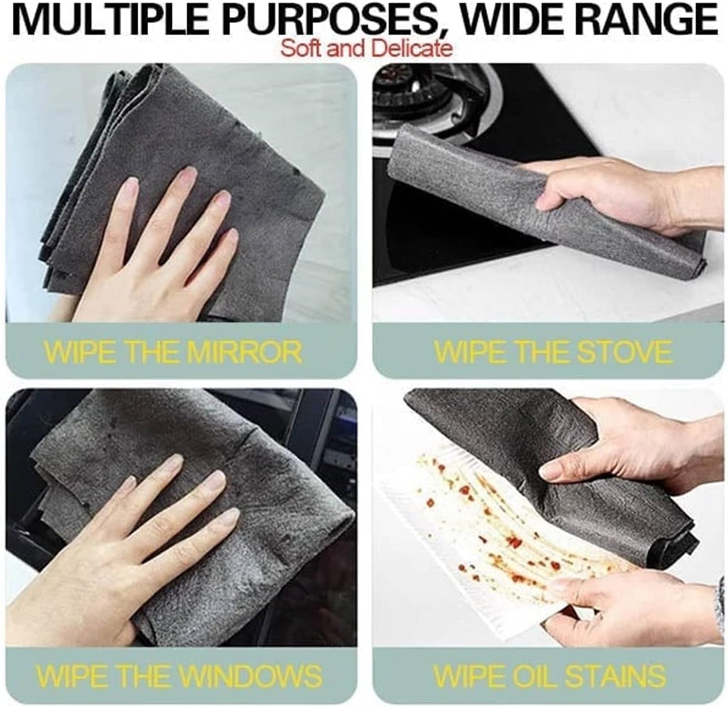 2023 New Thickened Magic Cleaning Cloth, Reusable Thicken Magic Fiber Microfiber Cleaning Cloth, Cleaning Cloths Rags for House Washable, Lint Free Microfiber Cleaning Cloth for TV Cars Windows (10PC)