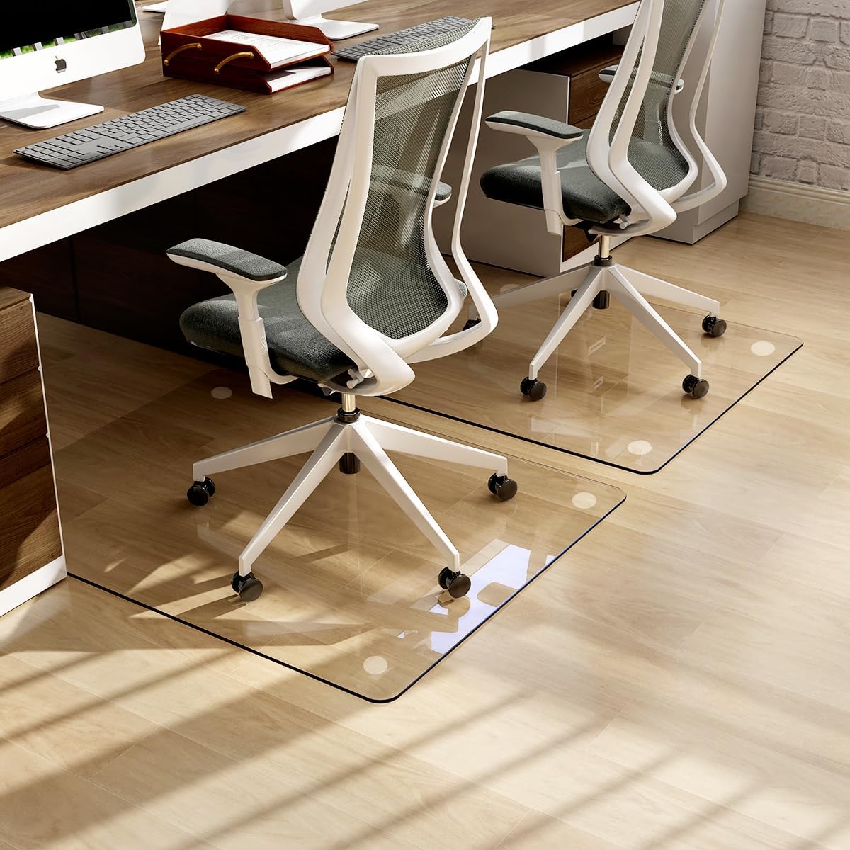 36" x 46" Chair Mat for Carpet - Office Chair Mat - Tempered Glass Floor Mat for Home/Office/Carpet Clear Computer Floor Mat - with 4 Anti-Slip Pads