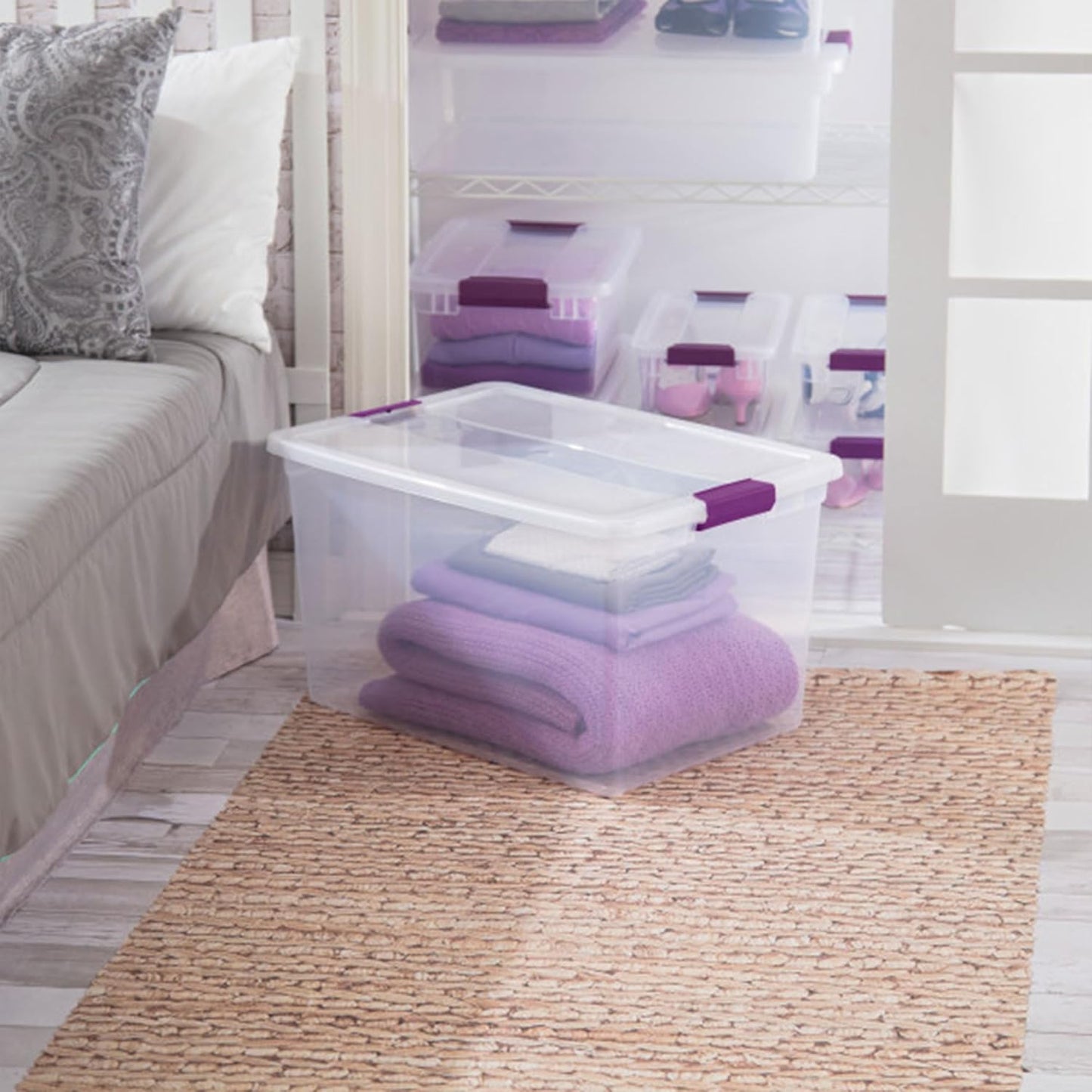 Sterilite 24-Pack 66 Quart ClearView Latch Box, Stackable Organizer Bins with Latching Lids - Clear Plastic Organization Containers for Closet, Bedroom, Shelving Units and Everyday Home Storage