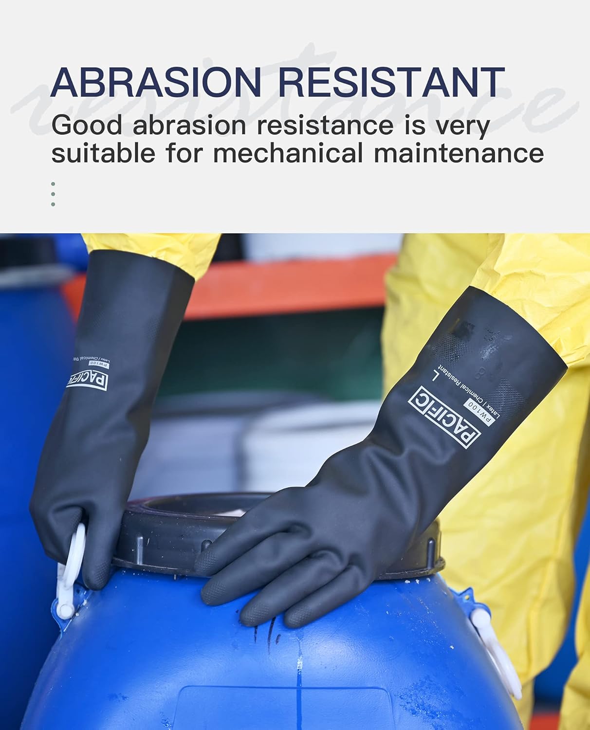 PACIFIC PPE Chemical Resistant Gloves, Heavy Duty Industrial Rubber Gloves, Resist Acid, Alkali and Oil, 12.6", XX- Large