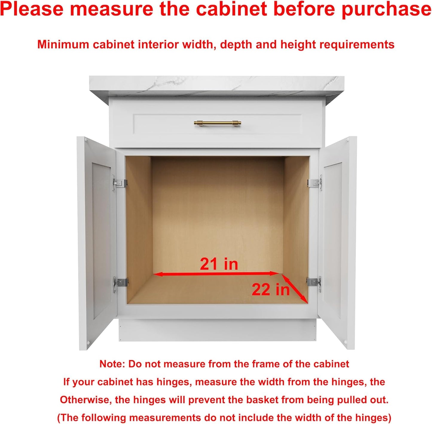 Pull Out Cabinet Organizer,Heavy-Duty Slide Out Shelf, Wood and Wire Basket, Pull Out Drawer for for Kitchen Under Sink Space, Pantry, Bathroom, 2 Tie 20 * 21 in