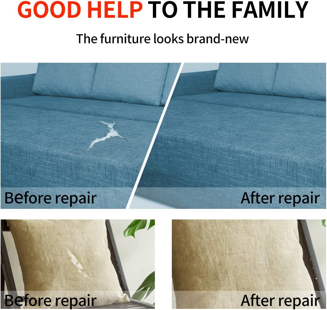 Fabric Repair Patches, 17X158 Inch Linen Repair Tape Self-Adhesive Fabric Patches Durable, DIY Large Linen Tape for Sofa, Couches, Furniture, Chair, Clothing （17X158 Inch, Dark Blue）