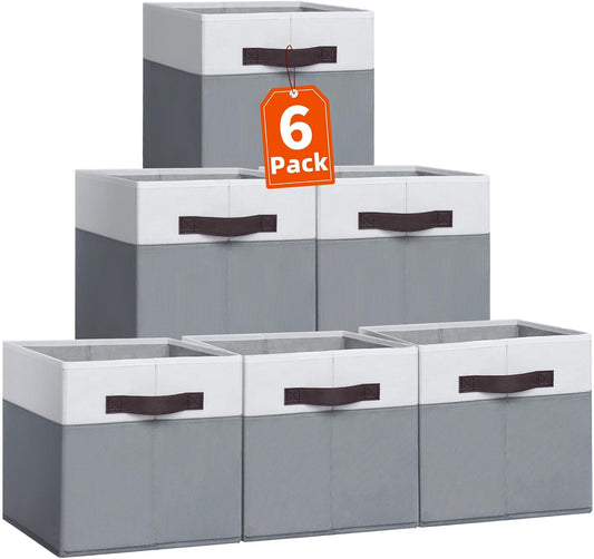 Criusia Storage Cubes -11 inch Closet Organizers and Storage Bins for Clothes -6 Pack Fabric Storage Baskets for Shelves, Cube Organizer/ Toy Storage Organizer/ Dorm Room Essentials/ HouseWarming Gift