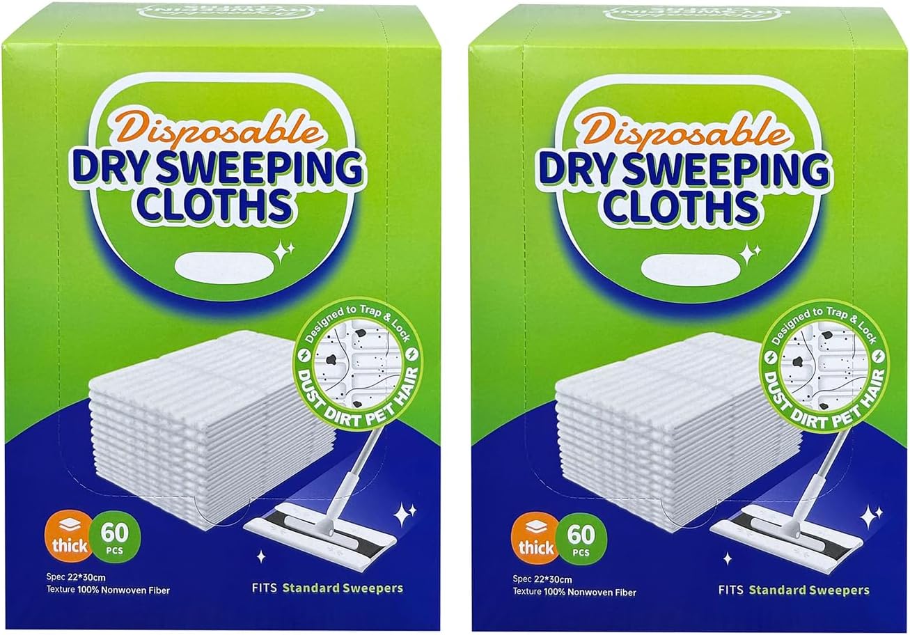 JEBBLAS Disposable Mop Cloth Dry Sweeping Pad for Floor Mop Sweeping Cloths Multi Surface Refills, 120 Pcs/Pack