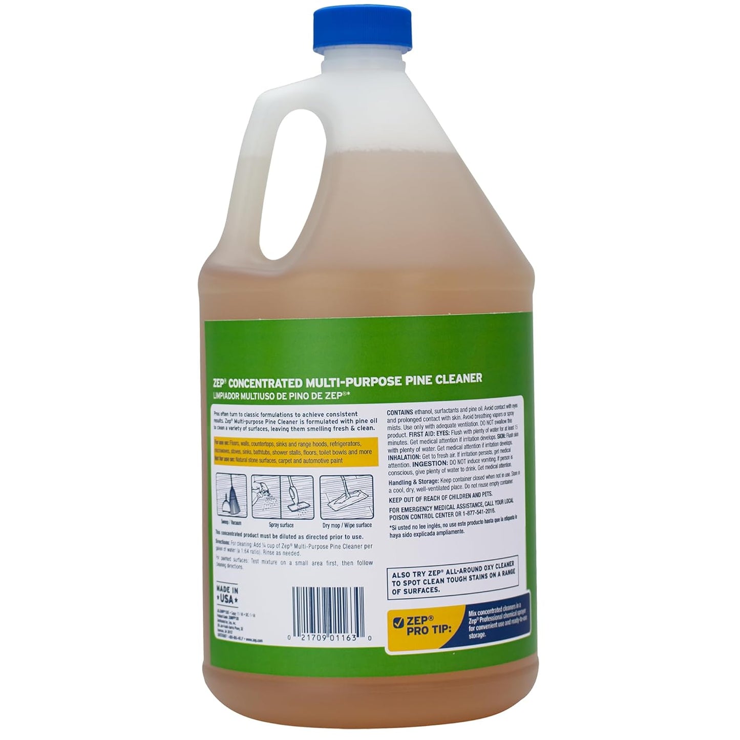Zep Concentrated Multi-Purpose Pine Cleaner - 128 oz (Pack of 2) ZUMPP128 - Multi-Purpose Cleaner for Professional, Commercial and Household Use, From the Bathroom to Kitchens and Dining Rooms