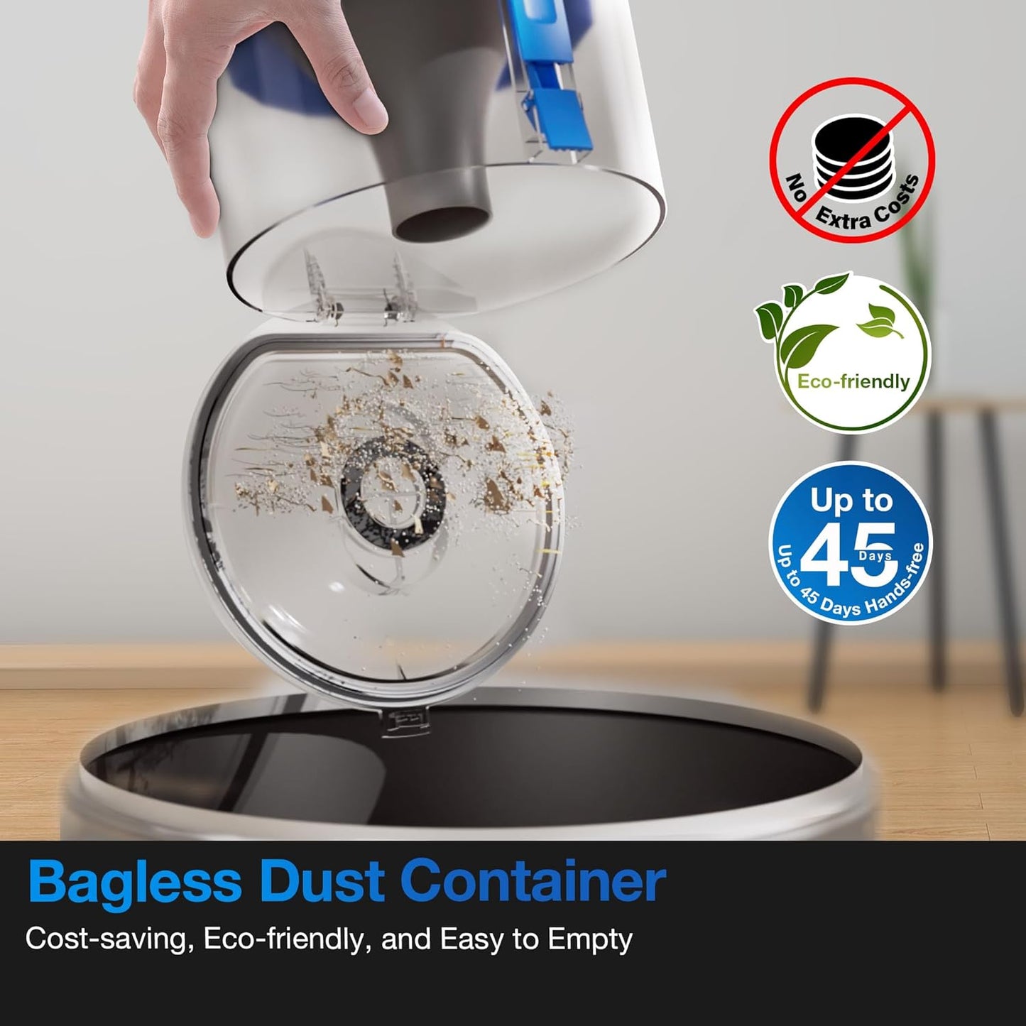 ECOVACS DEEBOT N20e Plus Robot Vacuum and Mop,with Bagless Self Emptying Station,10000Pa Powerful Suction,Anti-Tangle Technology,45-Day Capacity,300 Minutes Runtime,Perfect for Pet Hair
