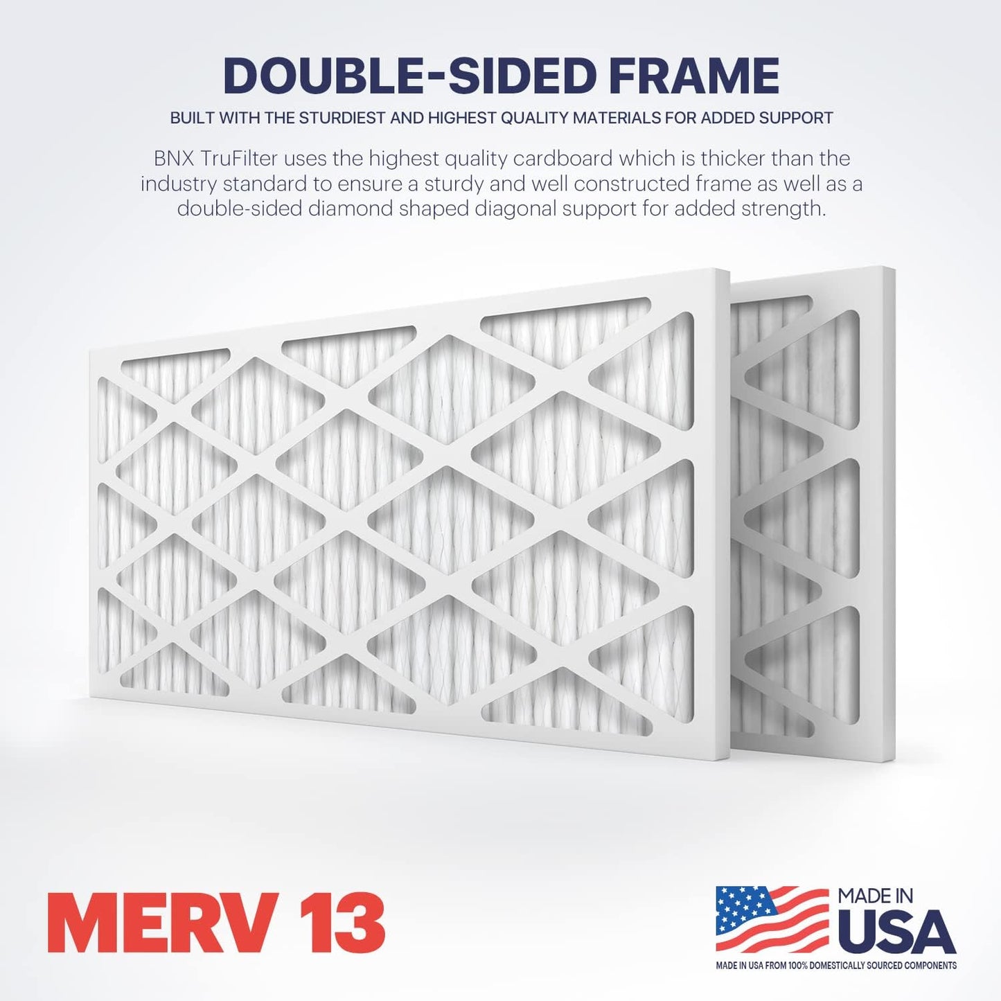 BNX TruFilter 14x30x1 Air Filter MERV 13 (4-Pack) - MADE IN USA - Electrostatic Pleated Air Conditioner HVAC AC Furnace Filters for Allergies, Pollen, Mold, Bacteria, Smoke, Allergen, MPR 1900 FPR 10