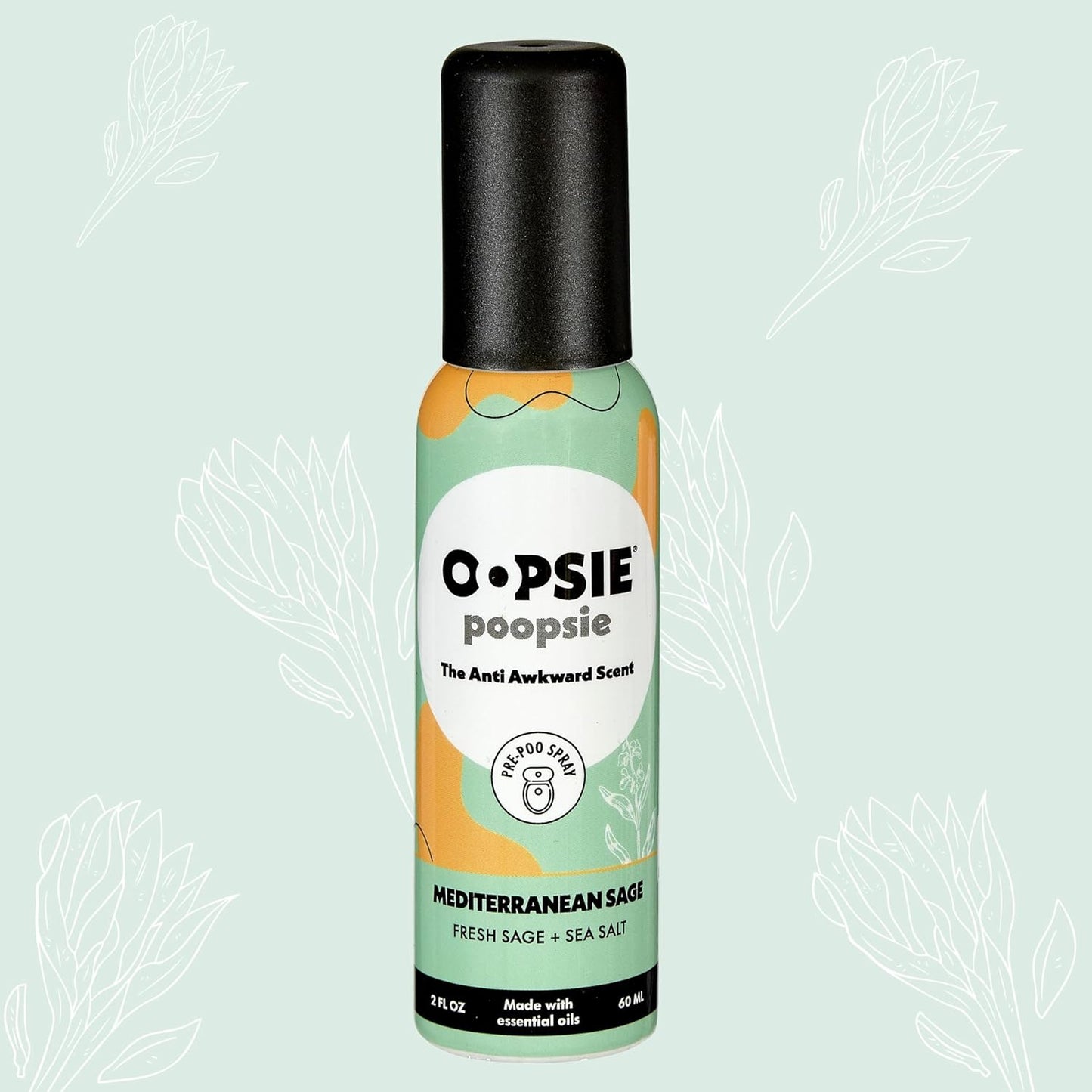 Oopsie Poopsie Pre Poop Spray - 4 Pack Natural Pre Poo Toilet Spray for Bathrooms, Trap Odors & Eliminate Embarrassment, 2oz Travel Size Pre Poo Air Freshener Spray (Variety 4-Pack)
