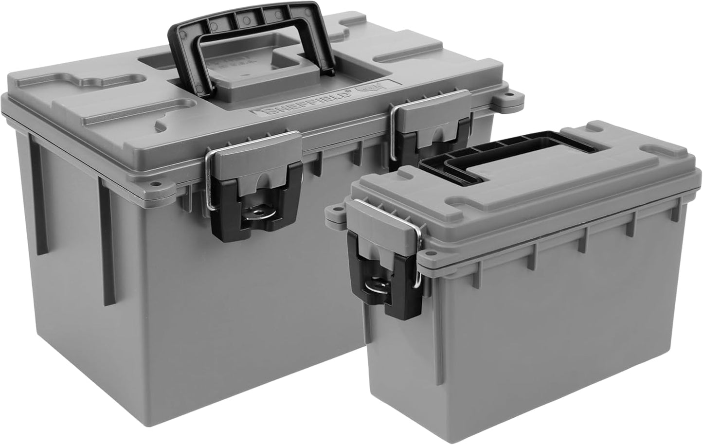 Sheffield 12755 Storage Bins With Lids, 2-Pack Stackable Storage Bins, Made in USA, Lockable and Water-Resistant Containers with Lids, Plastic Containers for Home, Classroom, and Dorm