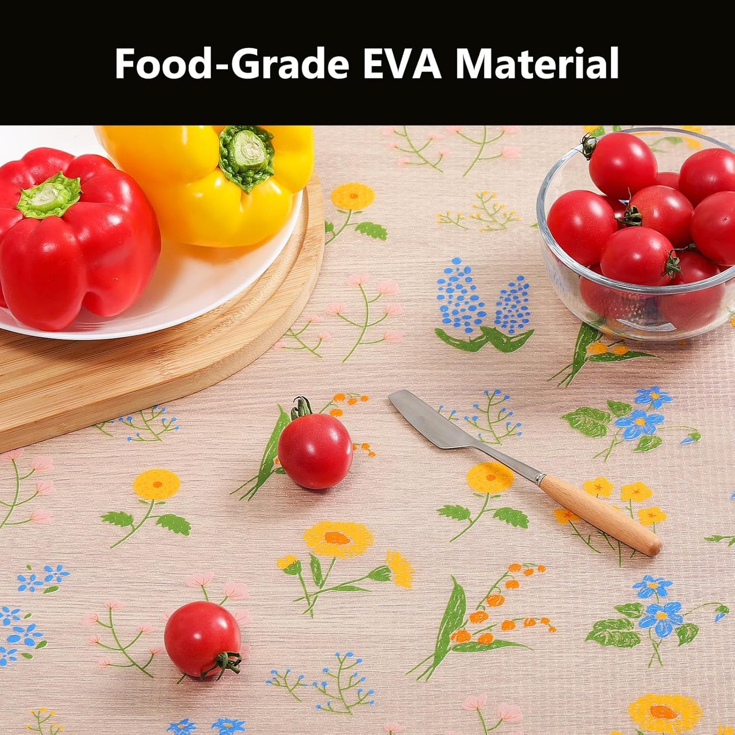 INNOLITES Non-Slip Shelf Liner – Cabinet & Drawer Liner Non-Adhesive – Waterproof Oil-Proof – Durable EVA with Floral for Kitchen Cabinets Refrigerator – BPA-Free, Easy to Cut 23.6" x 118"