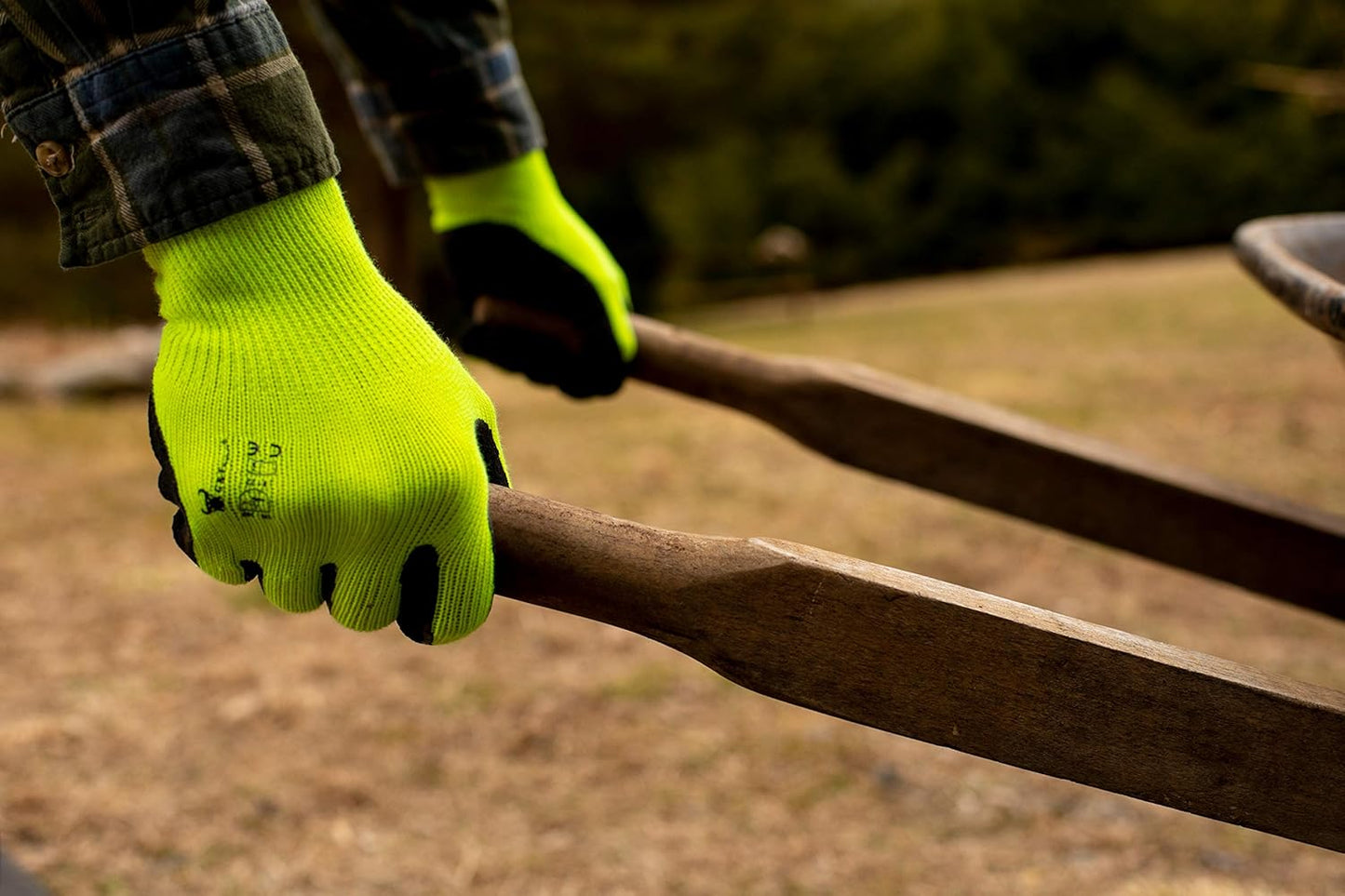 G & F Products G & F 1516 12 Pairs Pack Premium High Visibility Work and gardening Gloves for Men and Women. MicroFoam Textured Coated Palm and Fingers Gloves for Gardening Work, Size Small, Green