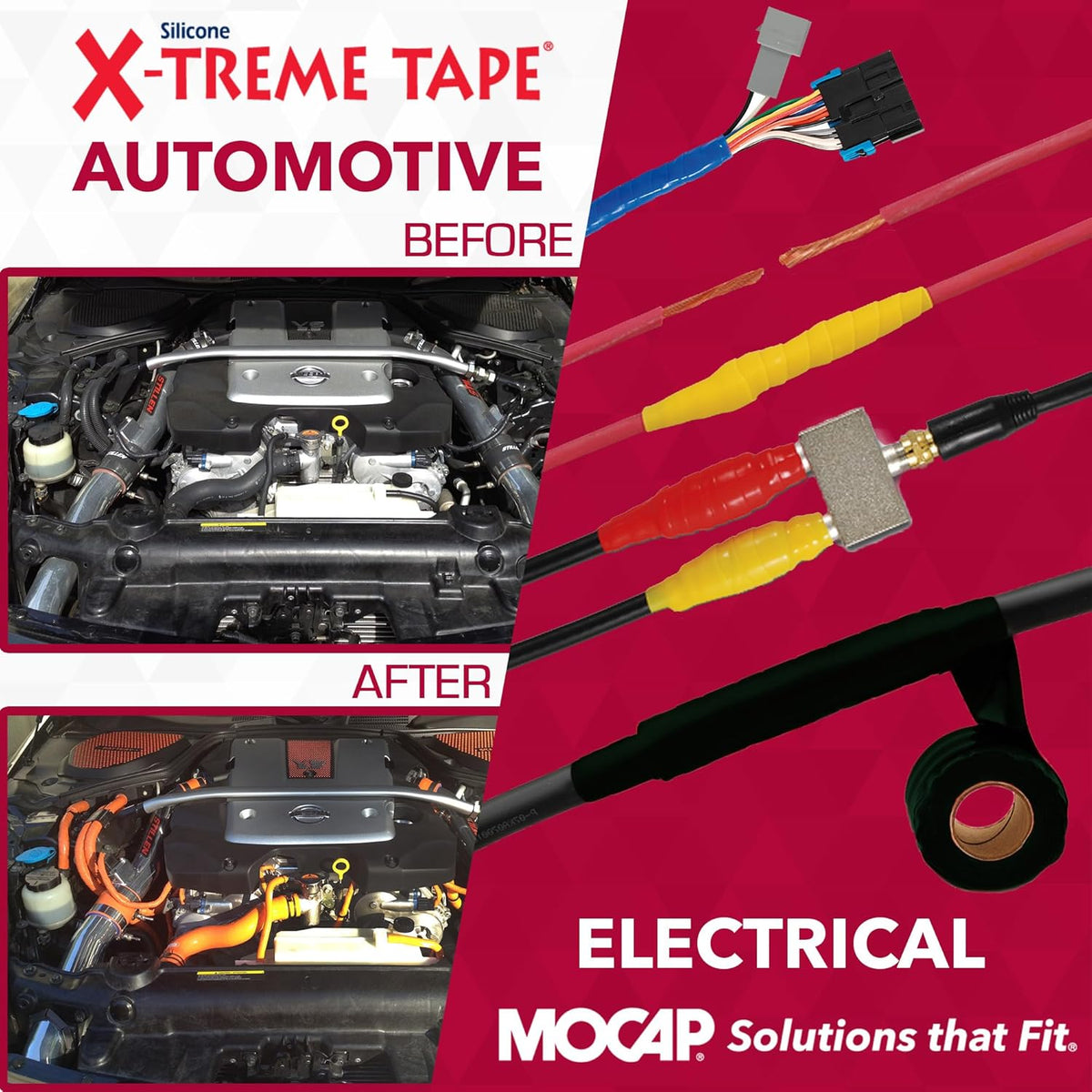 X-Treme Tape MOCAP Heavy Duty Electrical Tape, Self-Fusing Silicone Rubber, Waterproof & Insulating Flexible Tape, Electrical for Hose, Automotive, Outdoor & Repairs - 1" x 10ft Roll - Black