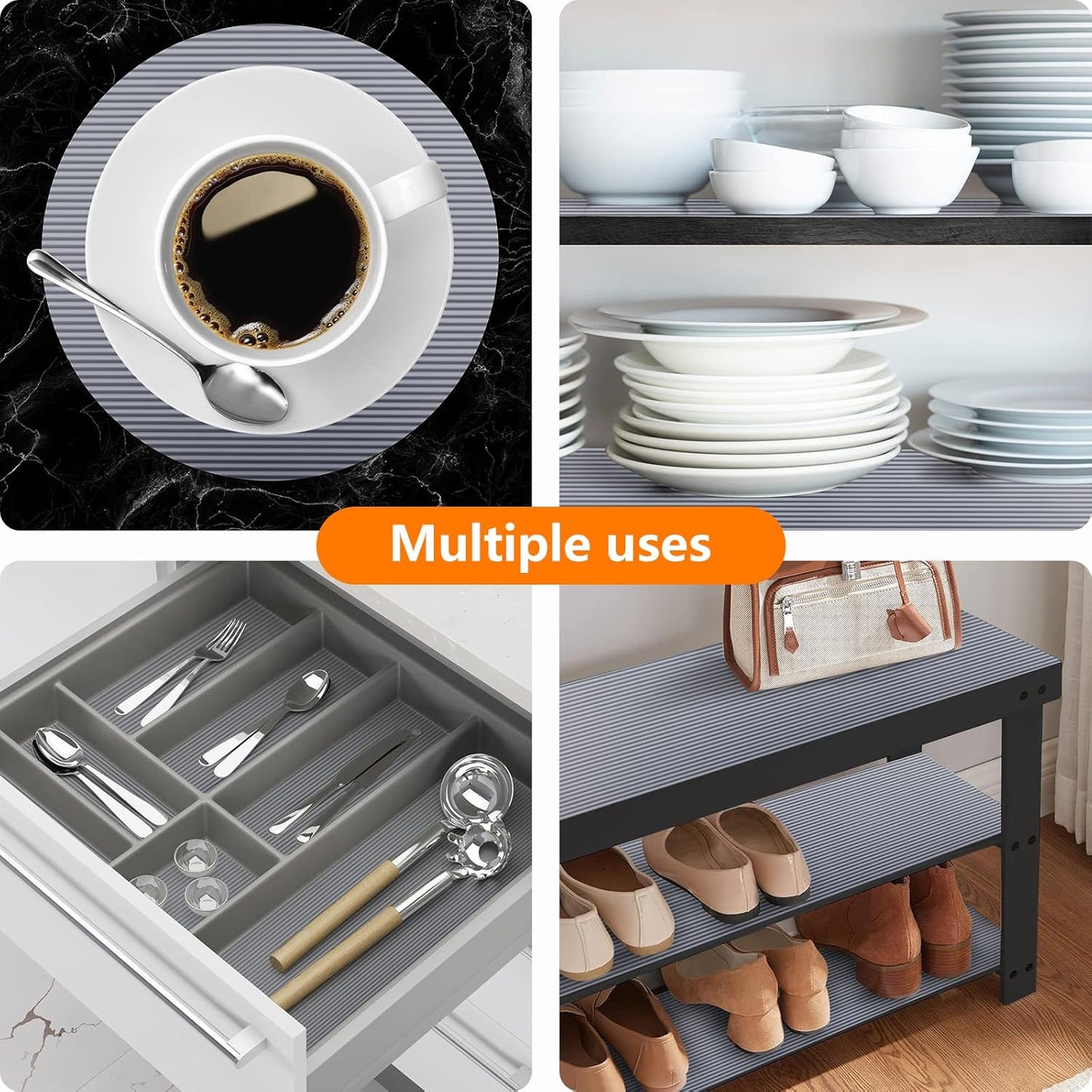 Shelf Liners for Kitchen Cabinets Non Adhesive Drawer Liner EVA Material Cupboard Mat Waterproof Refrigerator Mats Washable Fridge Liner for Cupboard and Desks Clear Shelf Liner 17.3 x 78.7 Inches