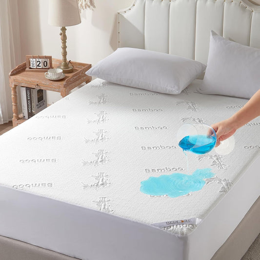 Waterproof Full Size Mattress Protector, Mattress Pad Fitted 6-15" Deep Pocket, 3D Air Fabric Soft Double Bed Mattress Cover Noiseless Washable for College Dorm