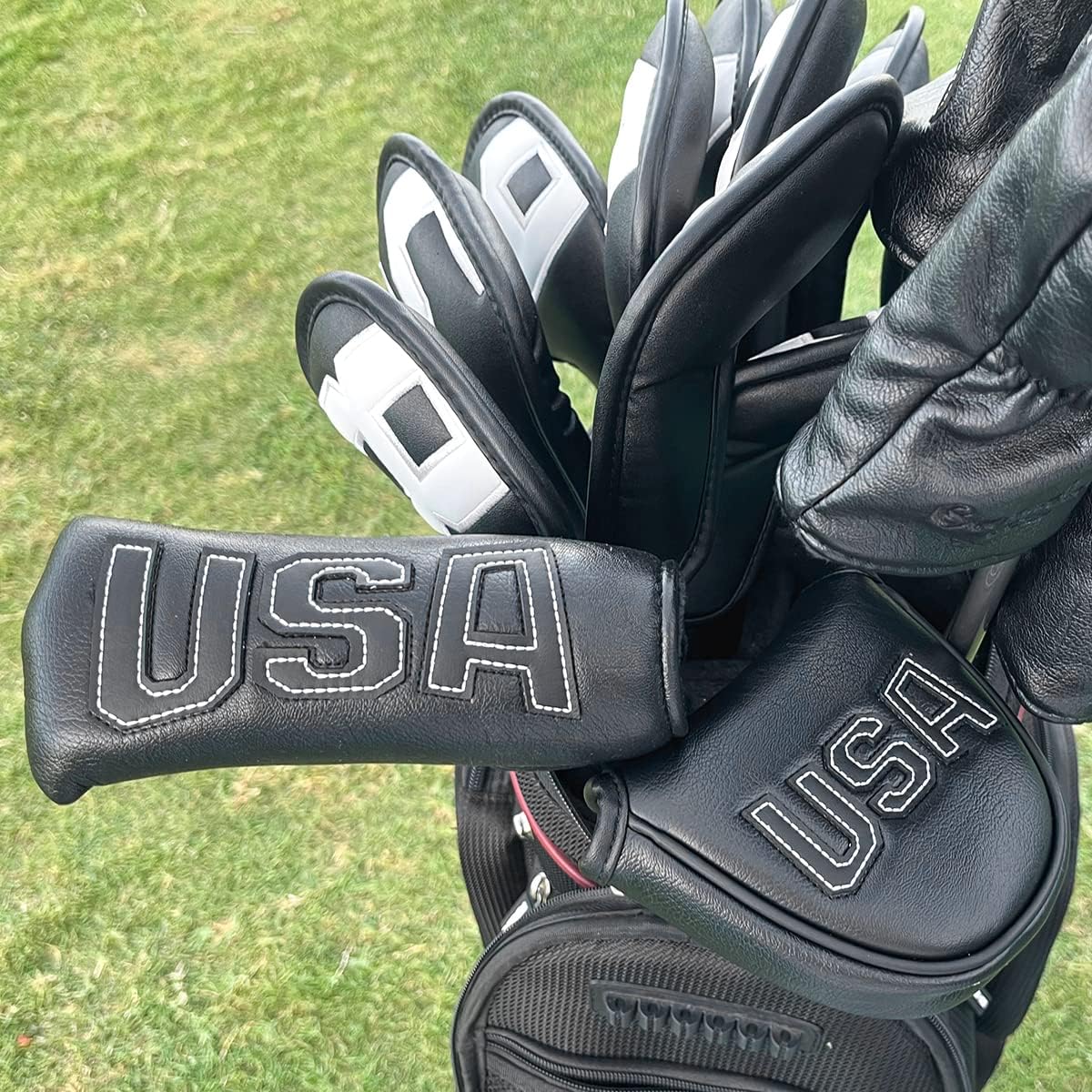 Golf Putter Cover, Putter Headcovers Golf Club Head Covers Putter Headcover for Blade Leather Golf Mallet Putter Head Covers with Magnetic for All Brands USA Style