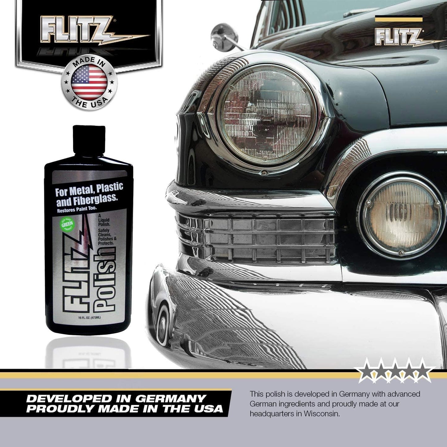 Flitz Multi Purpose Metal Polish Liquid - 3.4oz Bottle of USA-Made Tarnish Remover - For Aluminum, Chrome, Brass, Nickel, Silver - Non-Abrasive Metal Cleaner and Polish, Restorer (6 Pack)