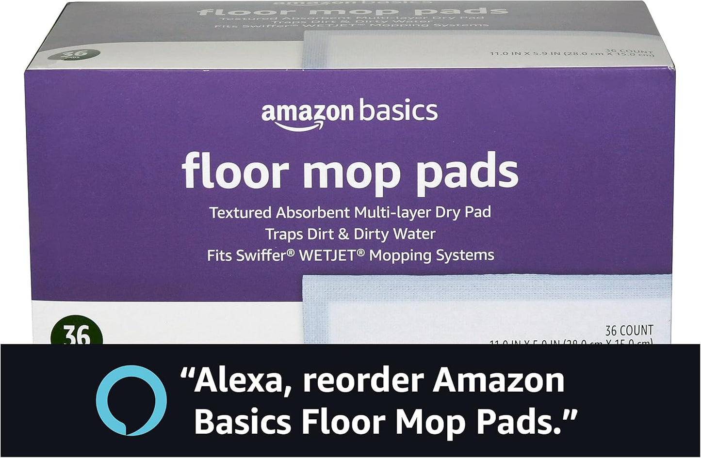 Amazon Basics Floor Mopping Pads, Fits Swiffer WetJet Mopping Systems, 36 Count (Pack of 1)