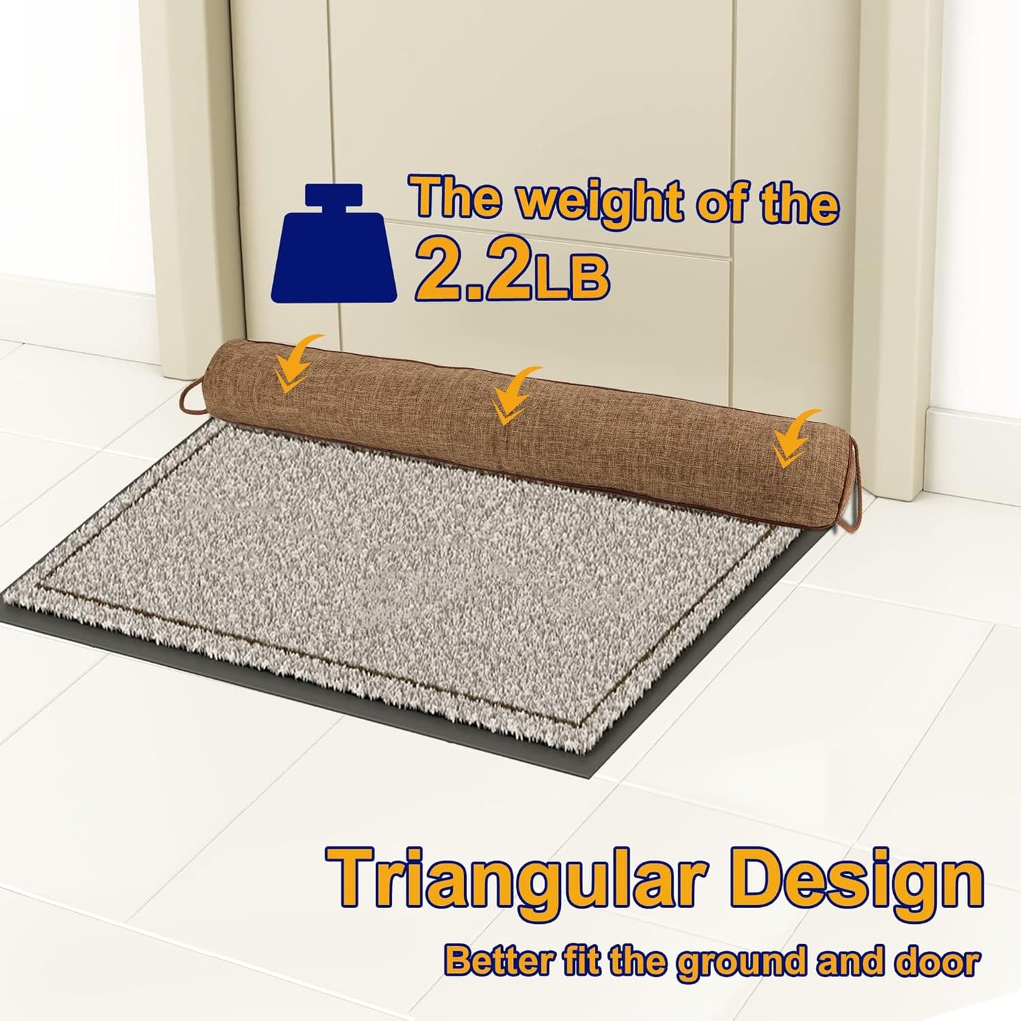 NABOWAN 32" Weighted Under Door Draft Stopper -Triangular Door Draft Blocker with Hook Loops for Easy Install, Save Energy, Home Room Essentials