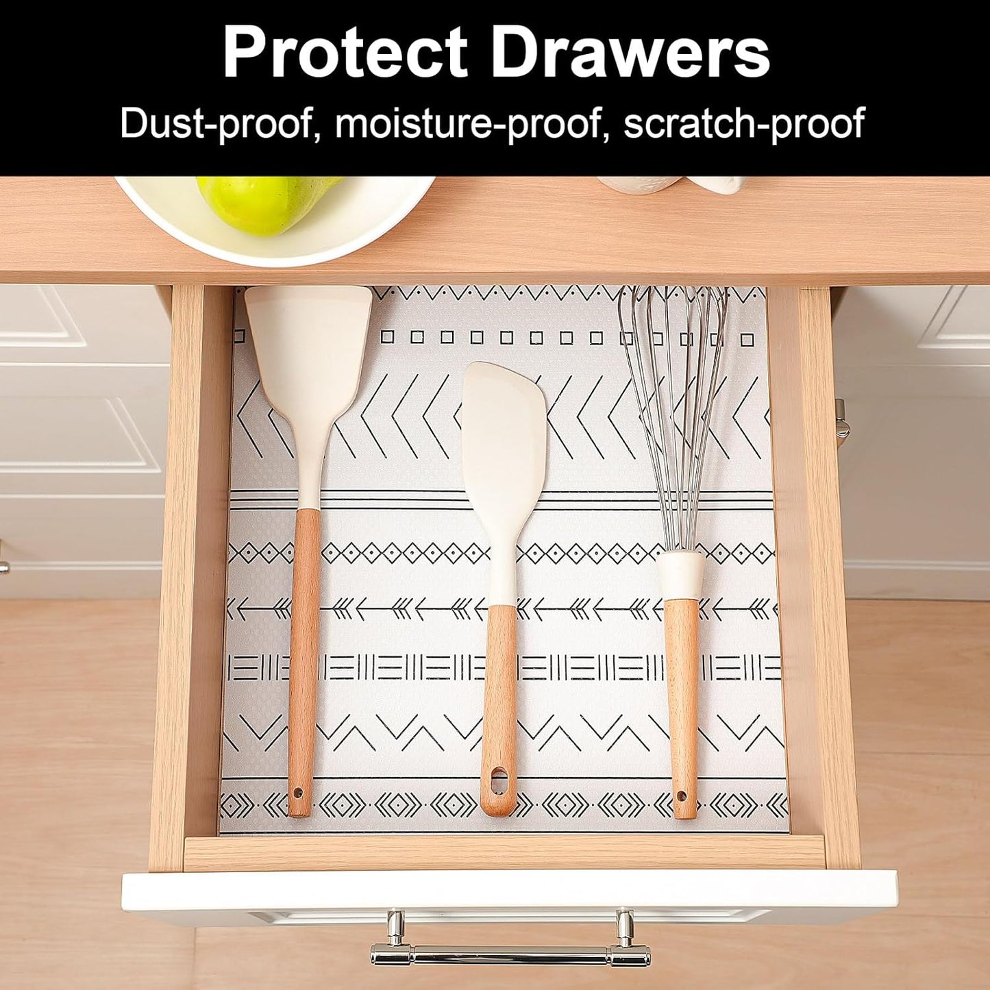 Cooyes Shelf Liners for Kitchen Cabinets Refrigerator Liners Waterproof & Oil-Proof Kitchen Cupboard Liner Drawer Mats EVA Material Non Adhesive Fridge Liner for Shelves