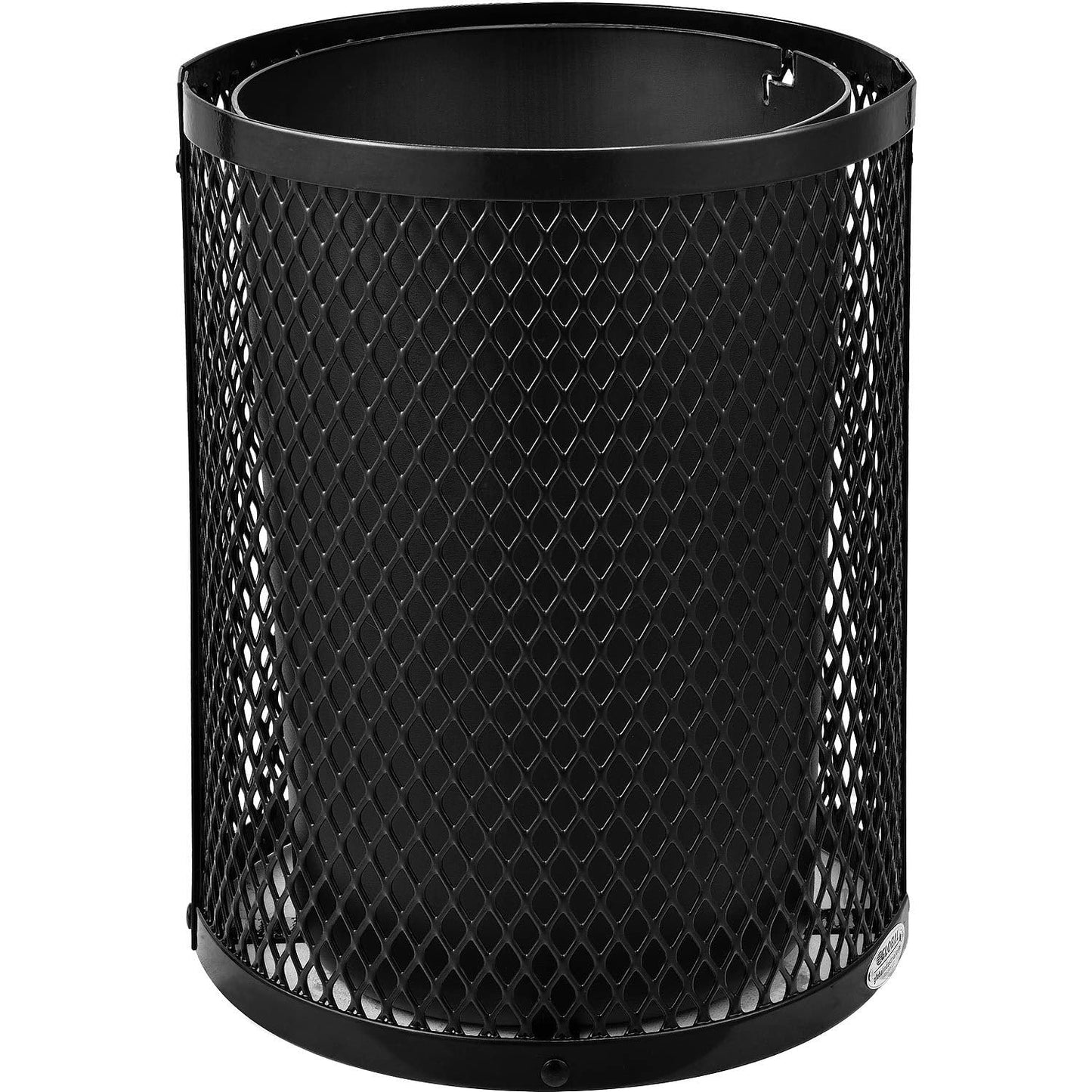 Global Industrial 36 Gallon Outdoor Steel Trash Can with Dome Lid, Plastic Liner and Anchor Kit Included, 23-1/2" Diameter x 40" H, Powder Coat Finish, Unassembled, Black