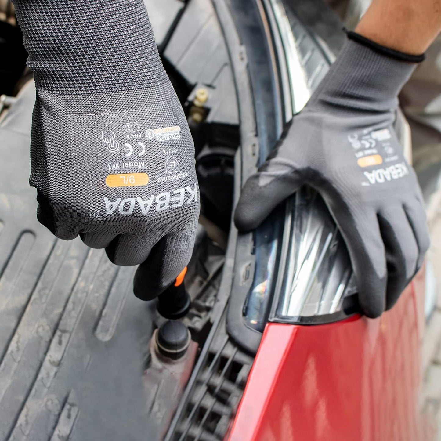 Kebada Safety Work Gloves,120 Pairs Bulk Pack, Touchscreen, PU Coated, Ideal for Warehouse, Construction, Gardening and Mechanics, Grey, Small
