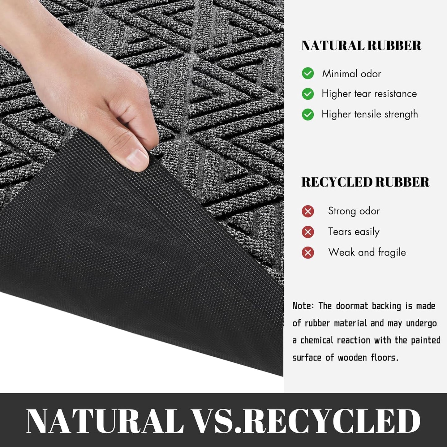 Yimobra Extra Large Door Mat 60x32, All-Weather Waterproof Non-Slip Welcome Matt Outdoor, Heavy Duty Non Slip Doormat for Entryway for Patio and Garage Indoor, Easy Clean, Mix Grey