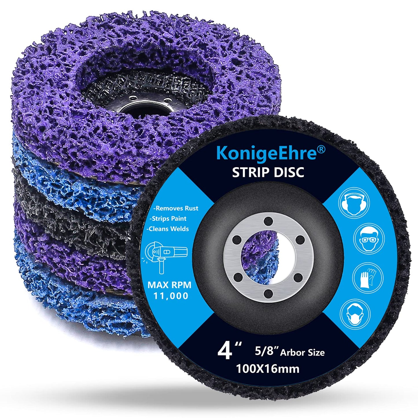 6 Pack 4" x 5/8" Strip Discs Stripping Wheel Fit Angle Grinder Clean and Remove Paint Coating Rust Welds Oxidation