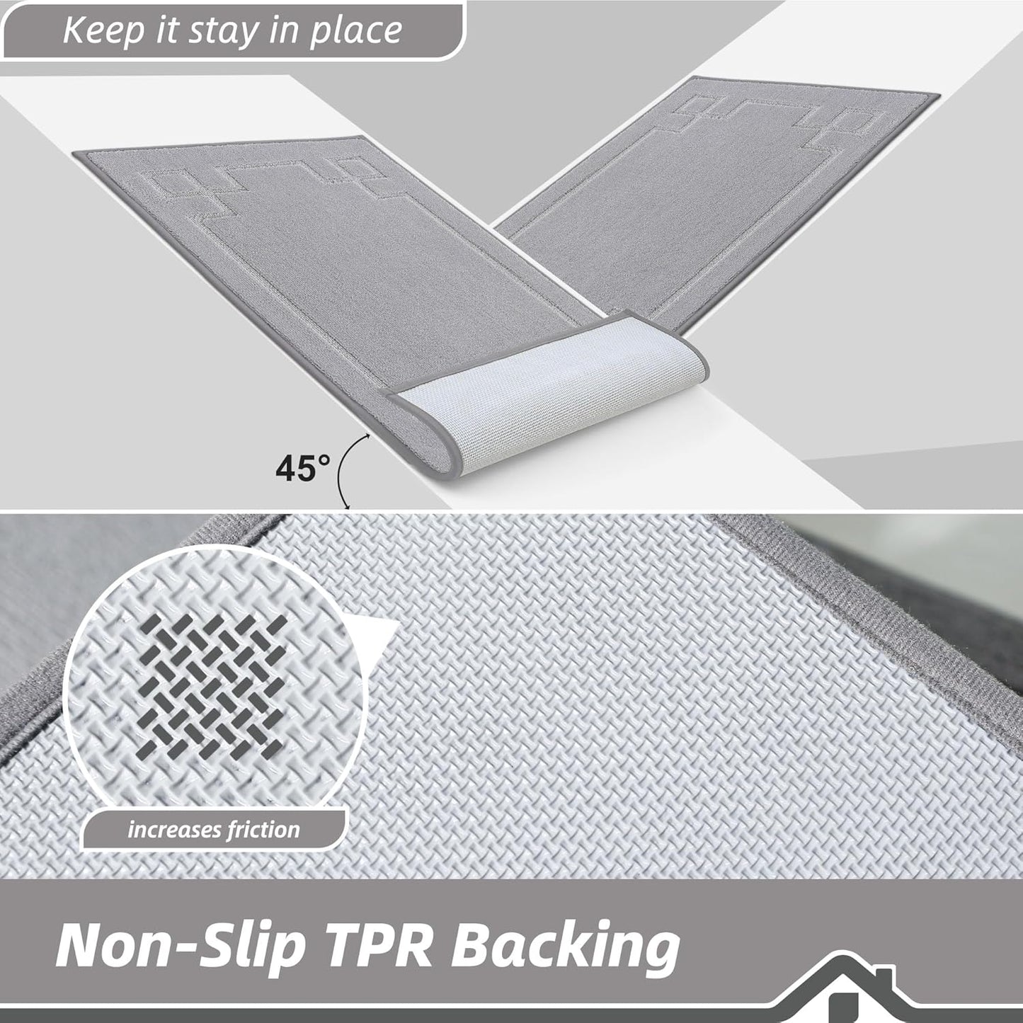 BEQHAUSE Door Mat 24" x 36", Non-Slip Door Mats Indoor Entryway Rugs Washable Low-Profile Absorbent and Stain Resist Floor Mats, Dog Door Mat for Front Back Door, Muddy Wet Shoes & Paws, Light Grey