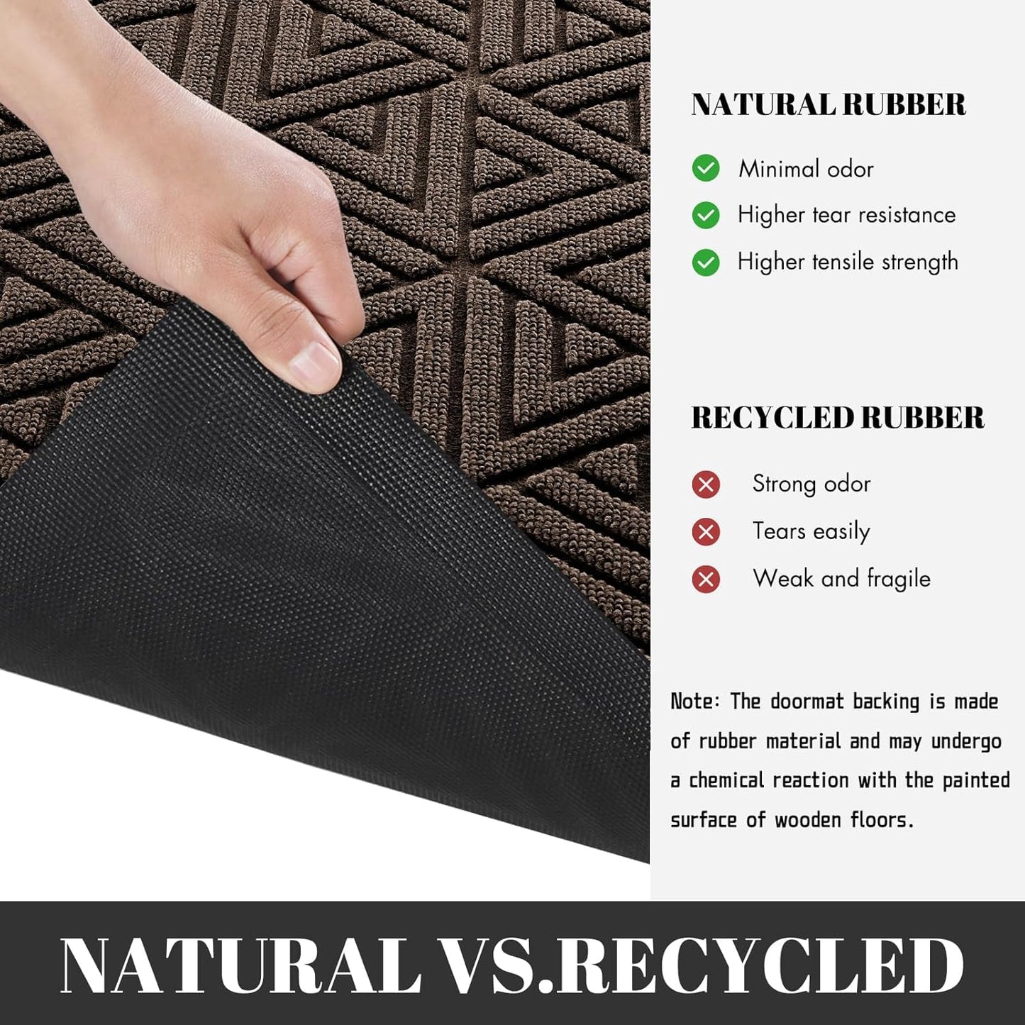 Yimobra Large Door Mat 47x24, All-Weather Waterproof Non-Slip Welcome Matt Outdoor, Heavy Duty Non Slip Doormat for Entryway for Patio and Garage Indoor, Easy Clean, Brown