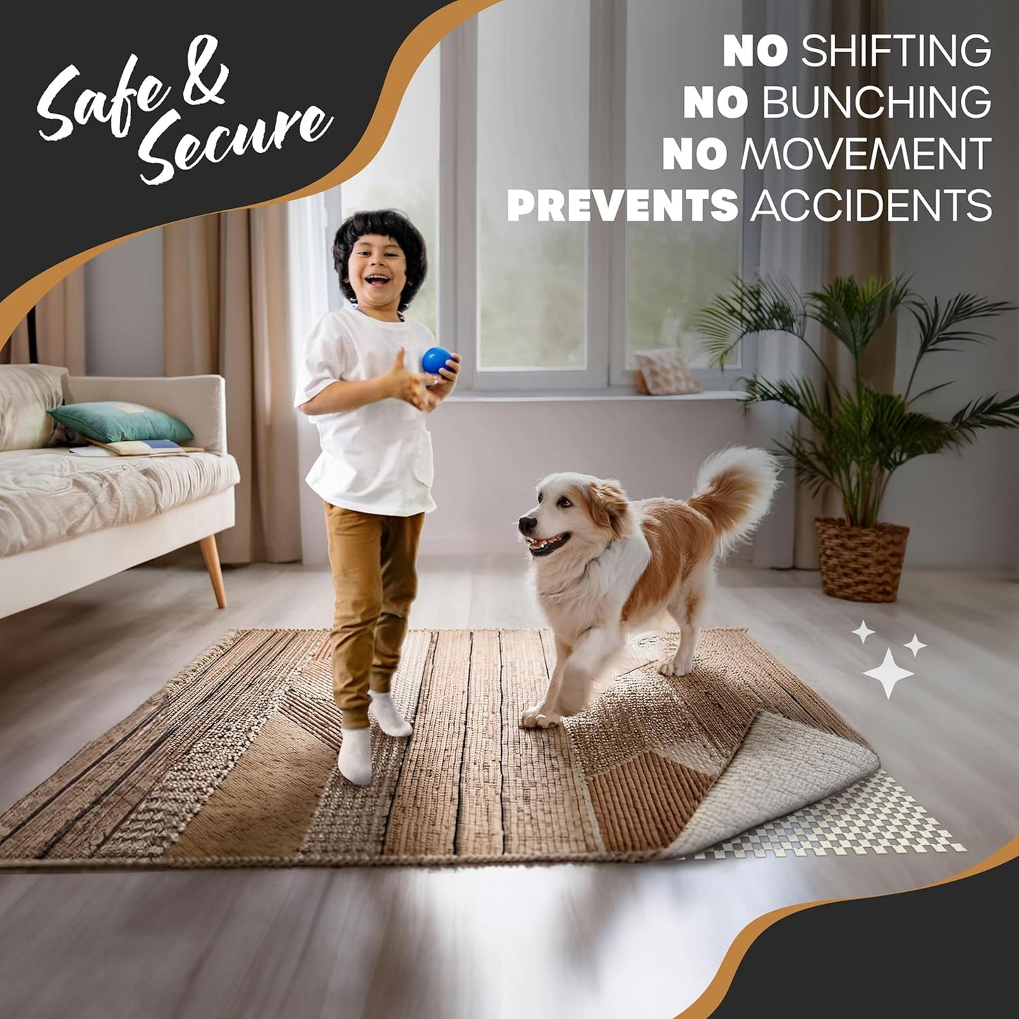 Nevlers 12'x15' Anti Skid Rug Gripper for Hardwood Floors & Other Surfaces | White PVC Foam Non Slip Rug Pad | Open Weave Anti Slip Rug Grips | Non Slip Rug Grippers & Rug Stoppers to Prevent Sliding