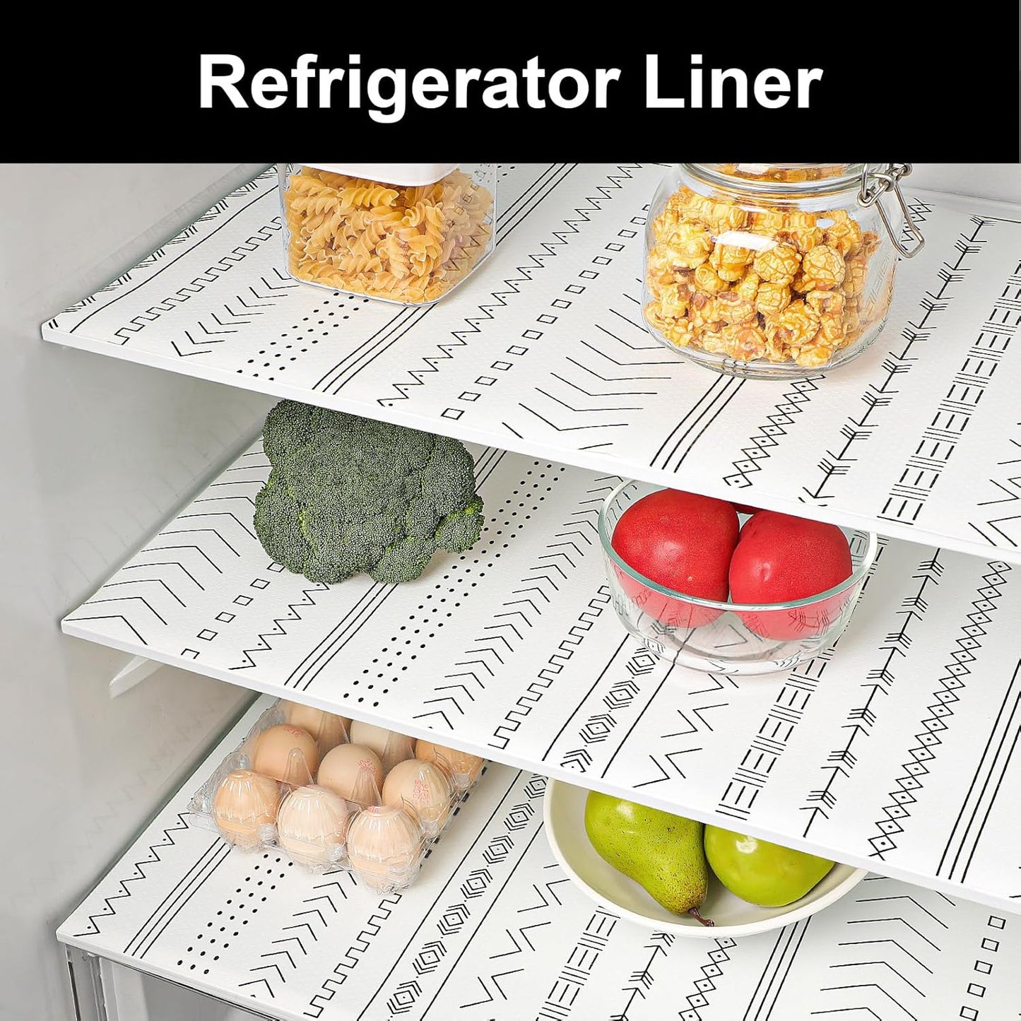 Cooyes Shelf Liners for Kitchen Cabinets Refrigerator Liners Waterproof & Oil-Proof Kitchen Cupboard Liner Drawer Mats EVA Material Non Adhesive Fridge Liner for Shelves