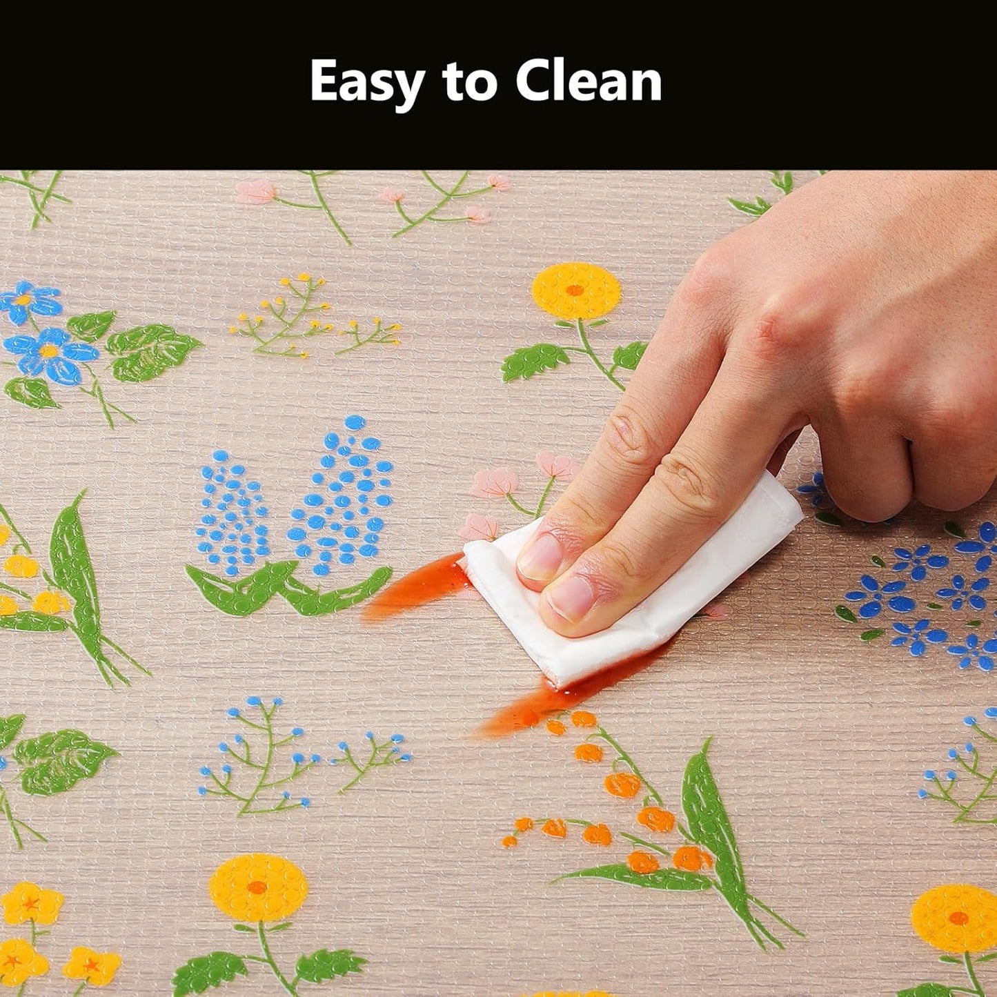 INNOLITES Non-Slip Shelf Liner – Cabinet & Drawer Liner Non-Adhesive – Waterproof Oil-Proof – Durable EVA with Floral for Kitchen Cabinets Refrigerator – BPA-Free, Easy to Cut 23.6" x 118"