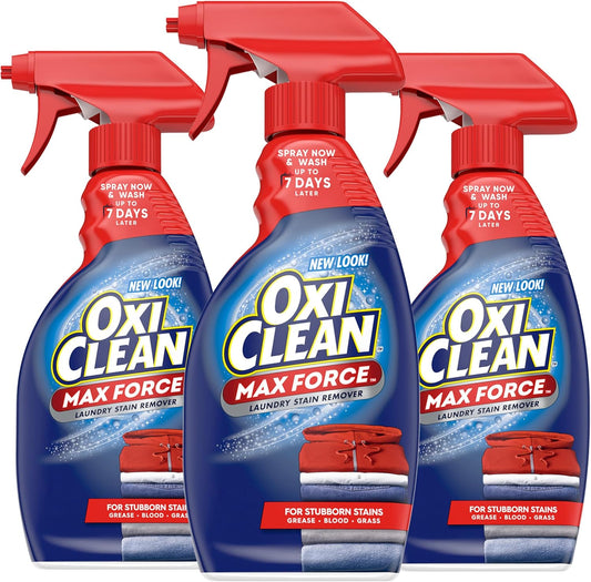 OxiClean Max Force Laundry Stain Remover Spray, Newborn & Baby Essentials, Stain Treater, 12 fl oz, 3-Pack