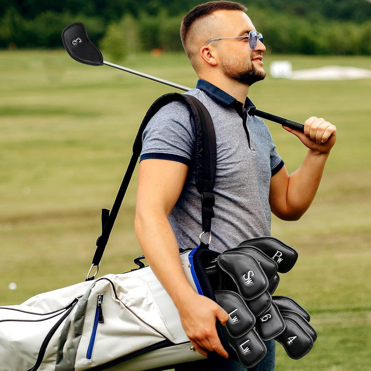 CRAFTSMAN GOLF 12pcs or 1pc Thick Synthetic Leather Golf Iron Head Covers Set Headcover Fit All Brands Callaway Ping Taylormade Cobra Etc. Also Custom Name