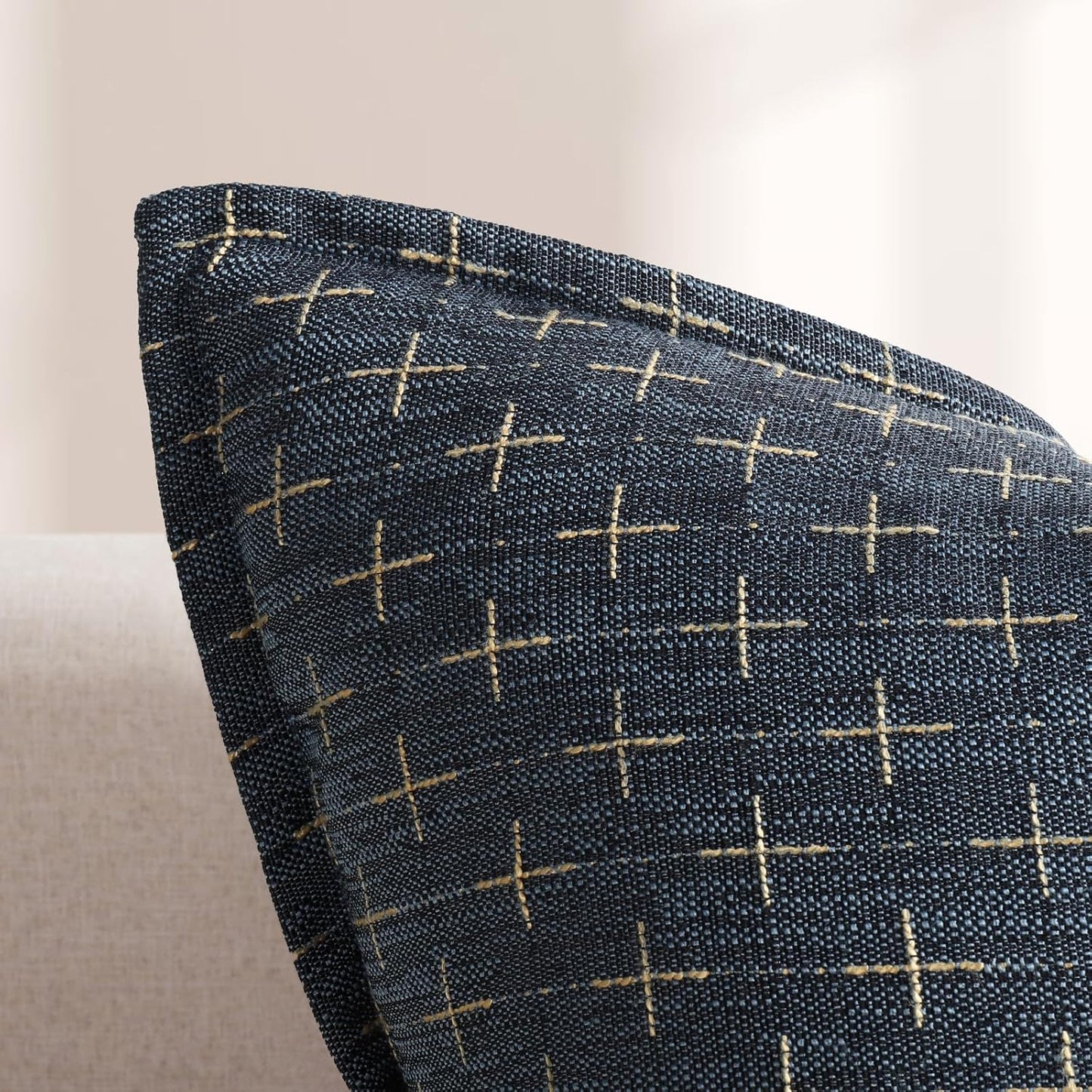 ZWJD Pillow Covers 24x24 Set of 2 Soft Polyester Textured Pillow Covers with Stylish Flange Edge Cozy Farmhouse Throw Pillows for Couch Bed Sofa Living Room