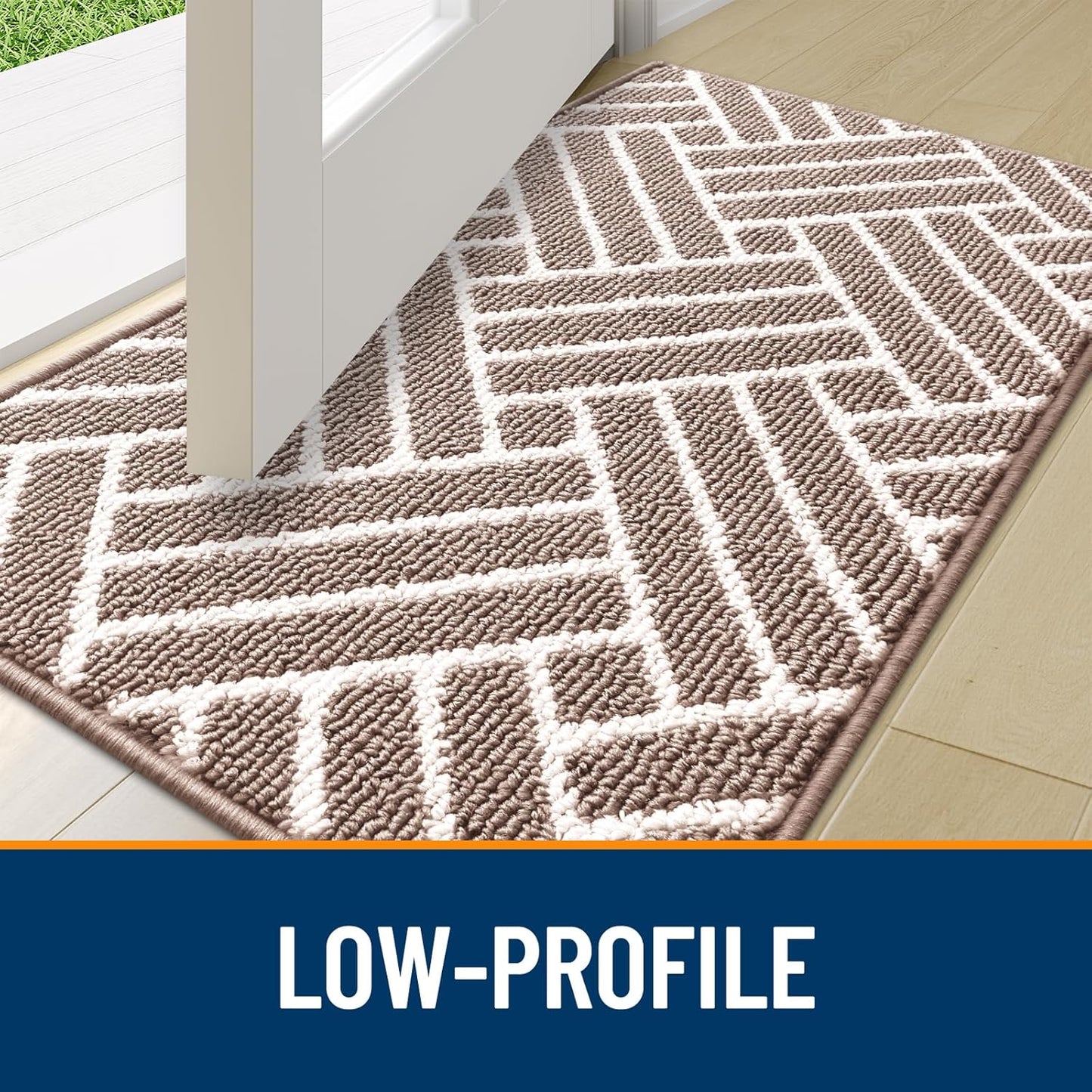 OLANLY Indoor Door Mat, 32x20 Inch, Dirt Resistant and Absorbent, Non-Slip Rubber Backing Floor Mats, Easy Clean Low-Profile Doormat for Entryway, Front Door, and Inside Entrance, Brown
