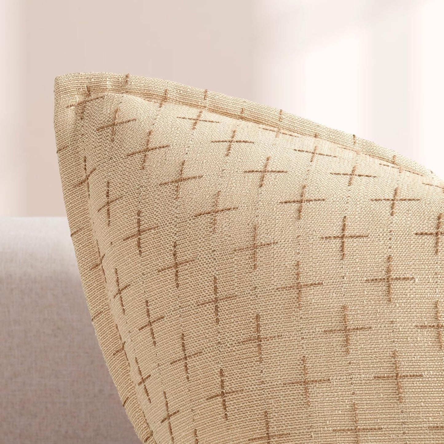 ZWJD Pillow Covers 18x18 Set of 2 Soft Polyester Textured Pillow Covers with Stylish Flange Edge Cozy Farmhouse Throw Pillows for Couch Bed Sofa Living Room