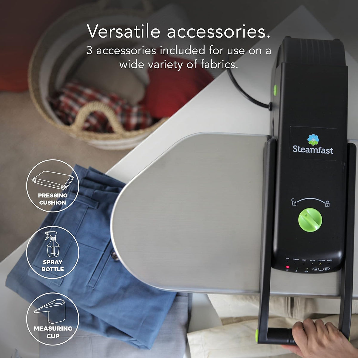 Steamfast SF-680 Digital Steam Press with Multiple Fabric Settings and Steam Burst Function,Stainless/Black