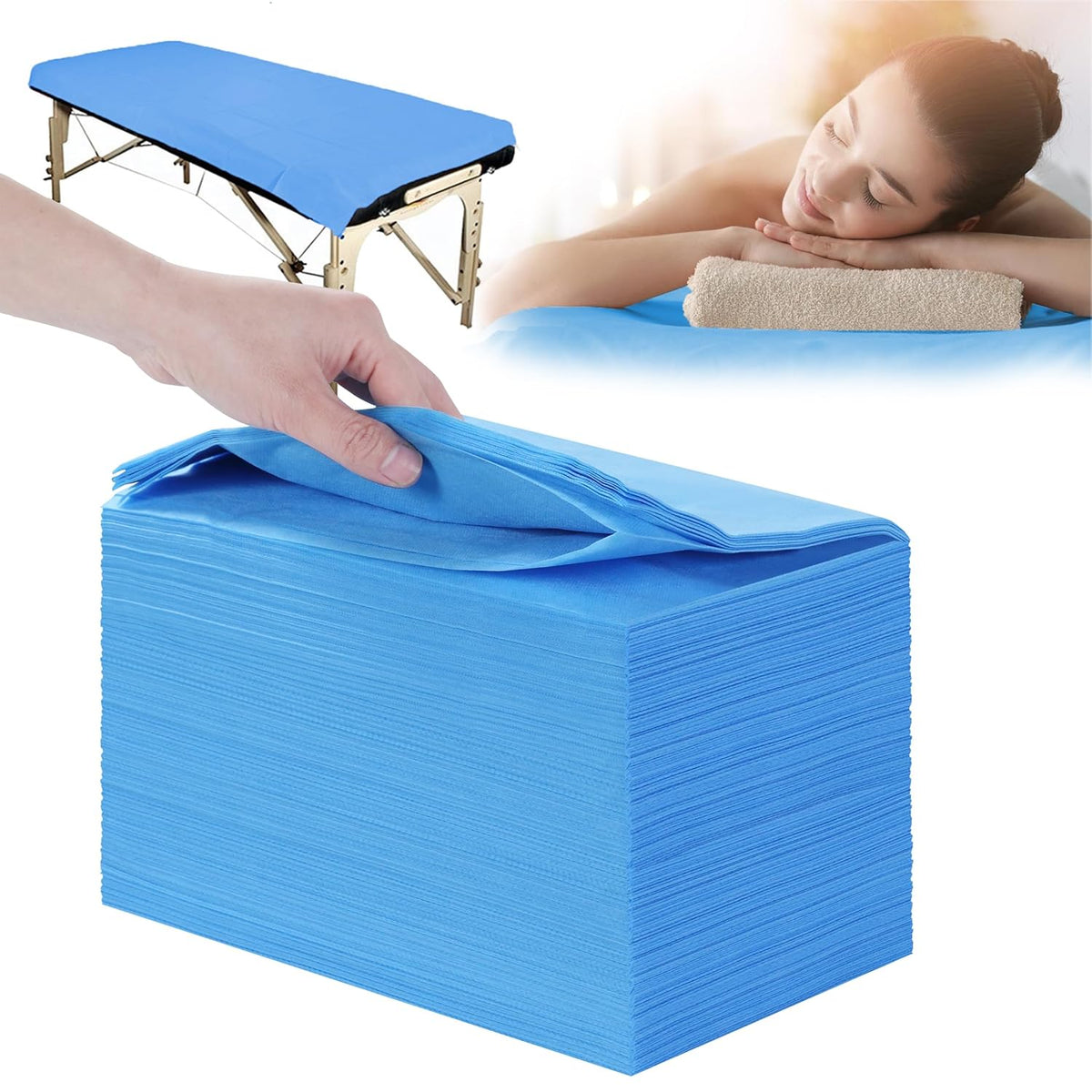 31" x 71" Disposable Bed Sheets for Massage Table Waterproof Massage Table Sheet Soft Non Woven Fabric SPA Bed Cover Breathable for Massage Beauty Tattoos 100PCS (Blue)