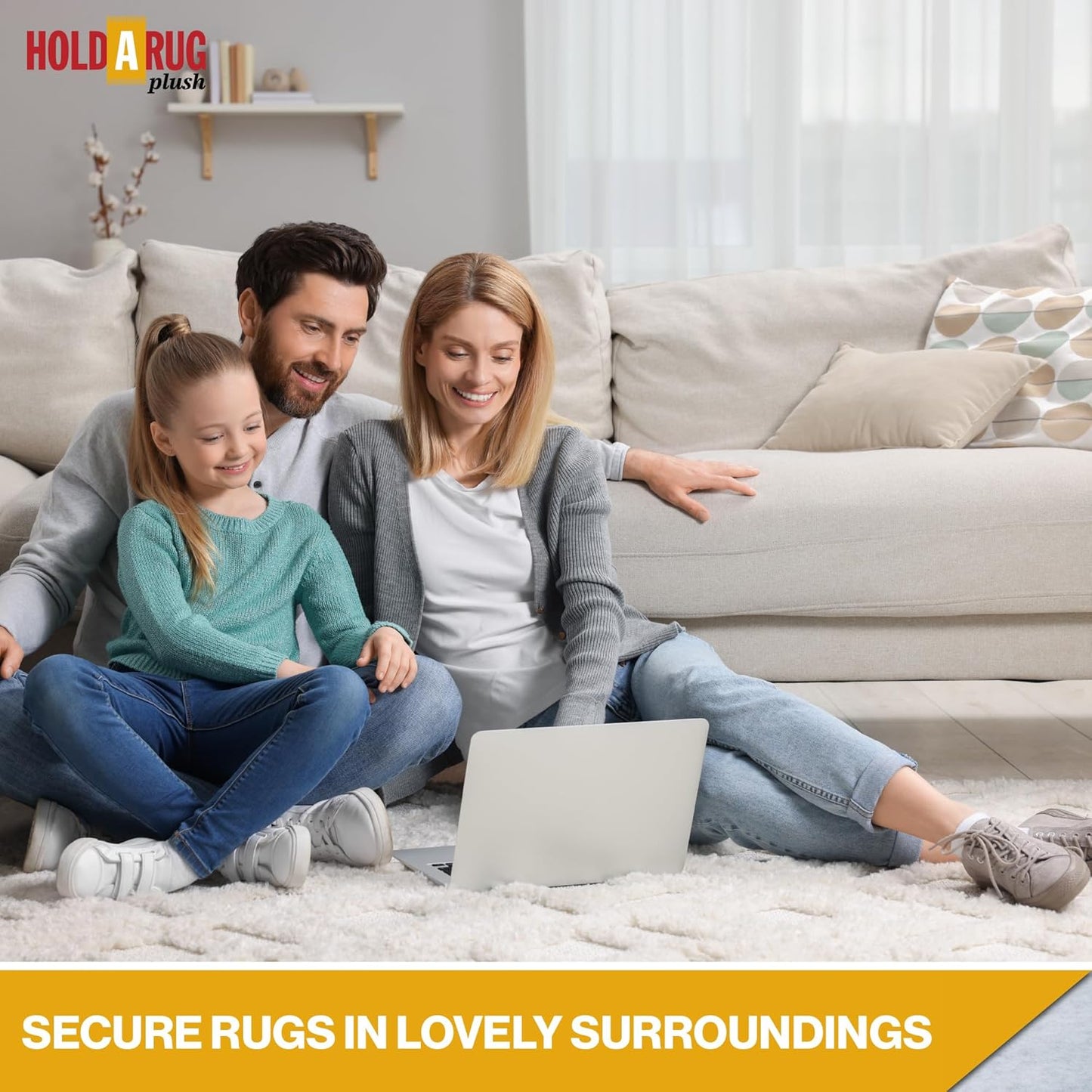 Hold-a-Rug Plush 4' x 6' Nonskid, Nonslip Rug Pad, Reversible Gripper, ¼ Thick, Safe for All Floors and Carpet, Keep Area Rugs Secure
