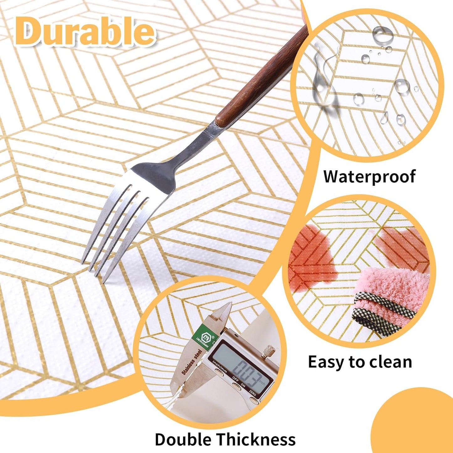 Shelf Liners for Kitchen Cabinets Non Adhesive Shelf Liner Paper Non-Slip Thickened Drawer Liner Easy to Clean for Tool Box Refrigerator with Knife and Tape Measure, Gold Geometric, 11.8 x 354.3 in