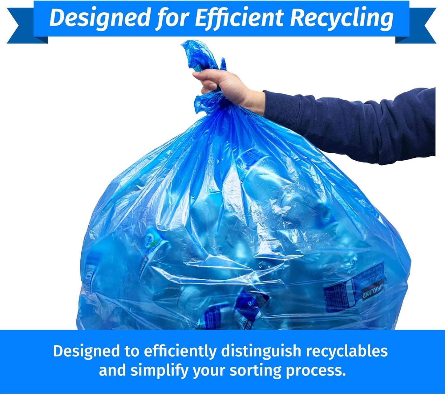 Reli. SuperValue 40-45 Gallon Recycling Bags | 200 Count | Blue Trash Bags | Made in the USA