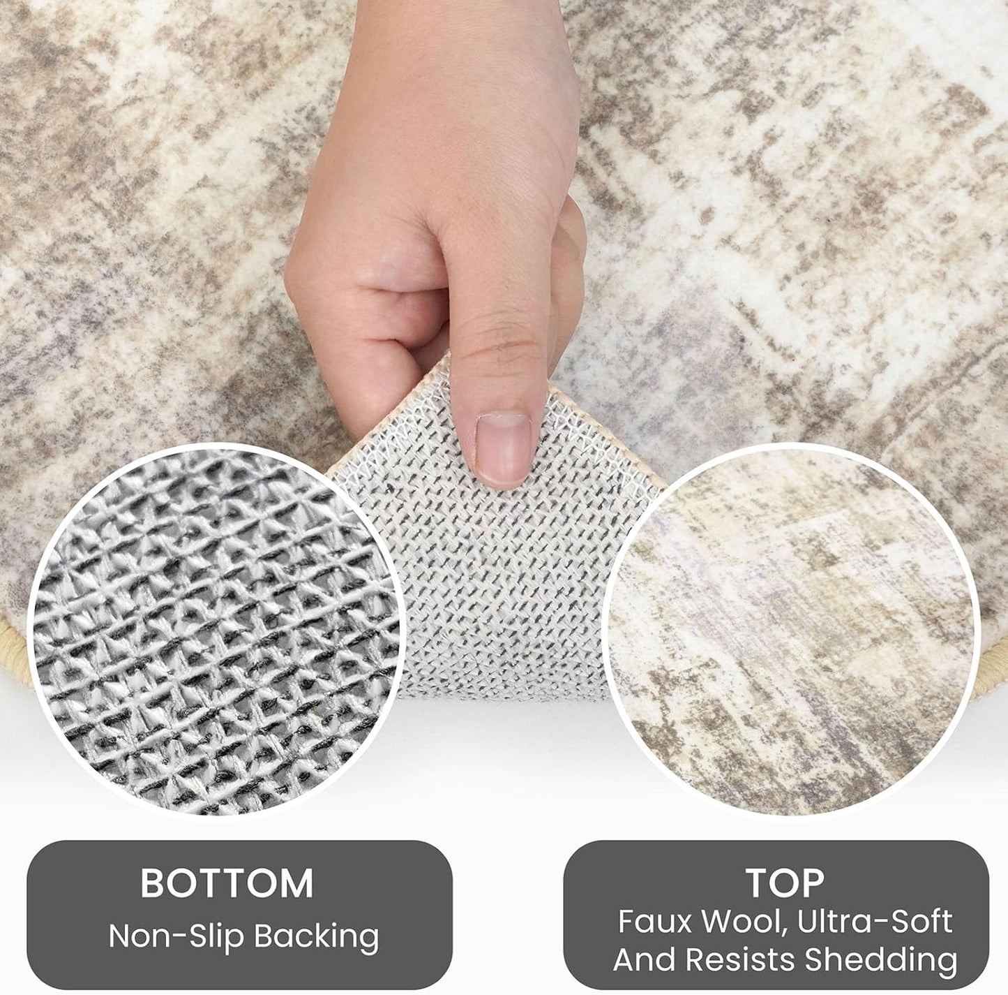IOHOUZE Abstract Runner Rug 3x10 Ft Washable Runners for Hallways, Non Slip Kitchen Runner Printed Faux Wool Entryway Runner Indoor, Modern Abstract Floor Carpet for Hall Kitchen Bedroom, Beige Brown