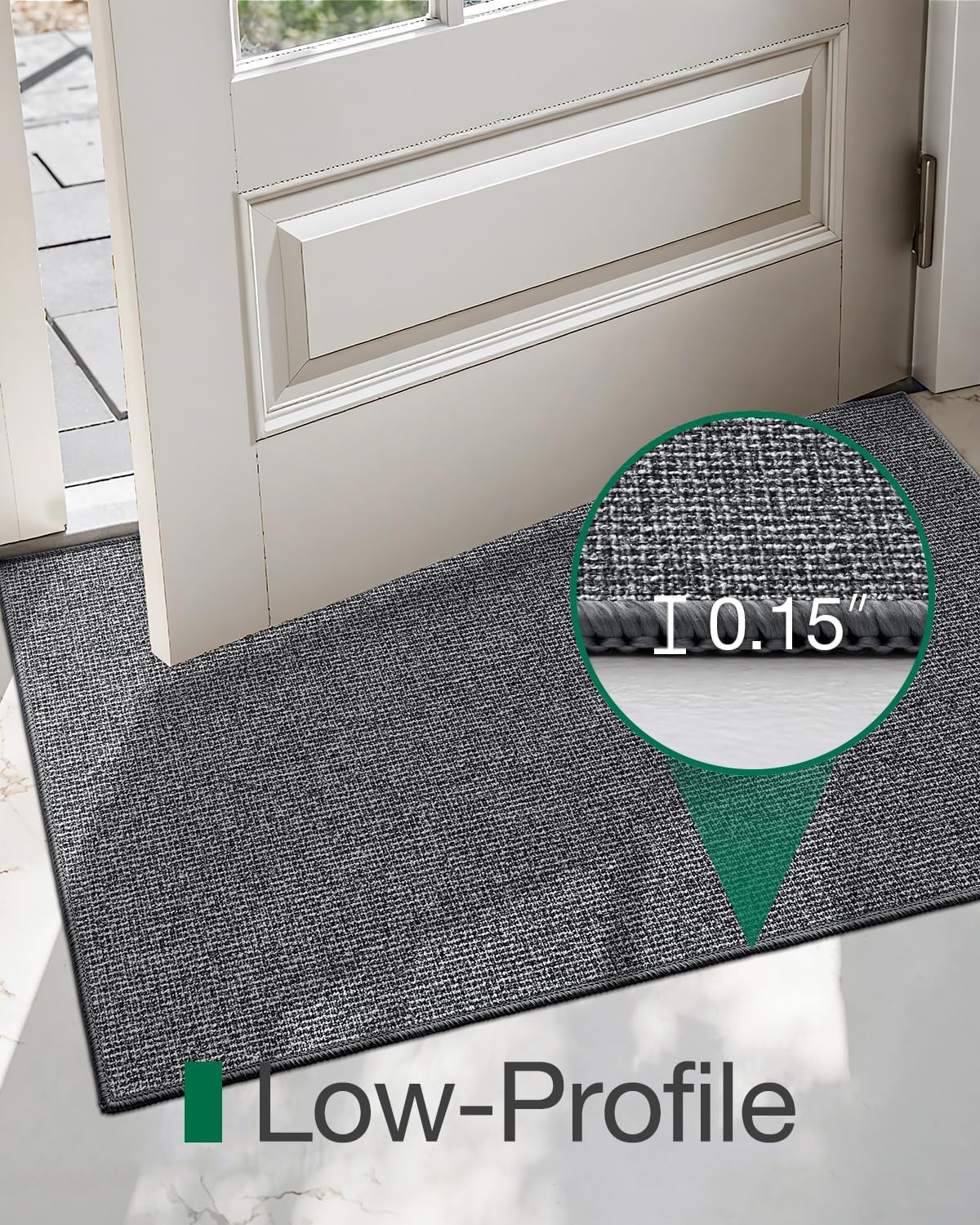 LUMI Indoor Door Mat 32"x48", Ultra Thin Low Profile Non-Slip Doormat for Home Entrance, Absorbent & Stain-Resistant Welcome Mats, Washable Entryway Mat for Front Door, Patio, Porch, Grey