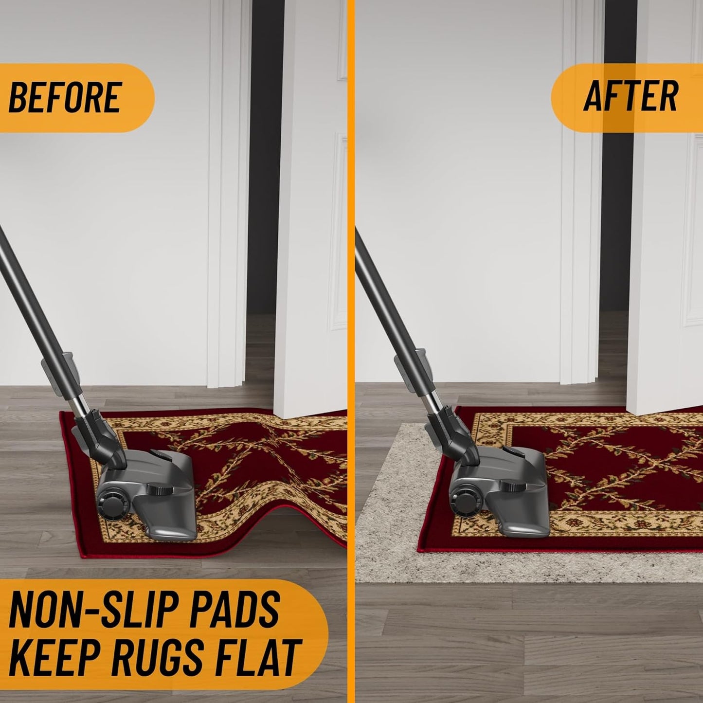 Ottomanson 6' x 7'8" Non-Slip Rug Pad Gripper 1/12 Inch Ultra Thin Dual Surface Felt + Rubber Gripper - Safe for All Floors, Cream