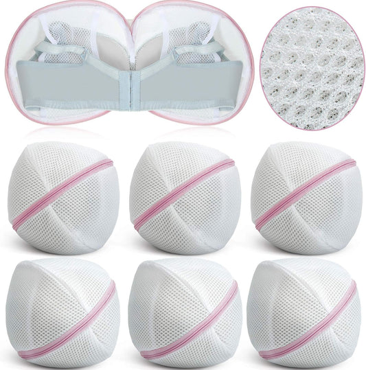 Shappy 6 Pieces Bra Washing Bag for Laundry Mesh Wash Lingerie Underwear Brassiere Washing Bags with Zipper for Women Laundry Storage(7.87 Inch,Pink)
